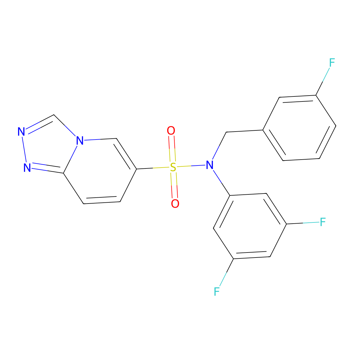 N-(3,5-difluorophenyl)-N-[(3-fluorophenyl)methyl]-[1,2,4]triazolo[4,3-a]pyridine-6-sulfonamide molecular structure, CAS 1251608-12-4