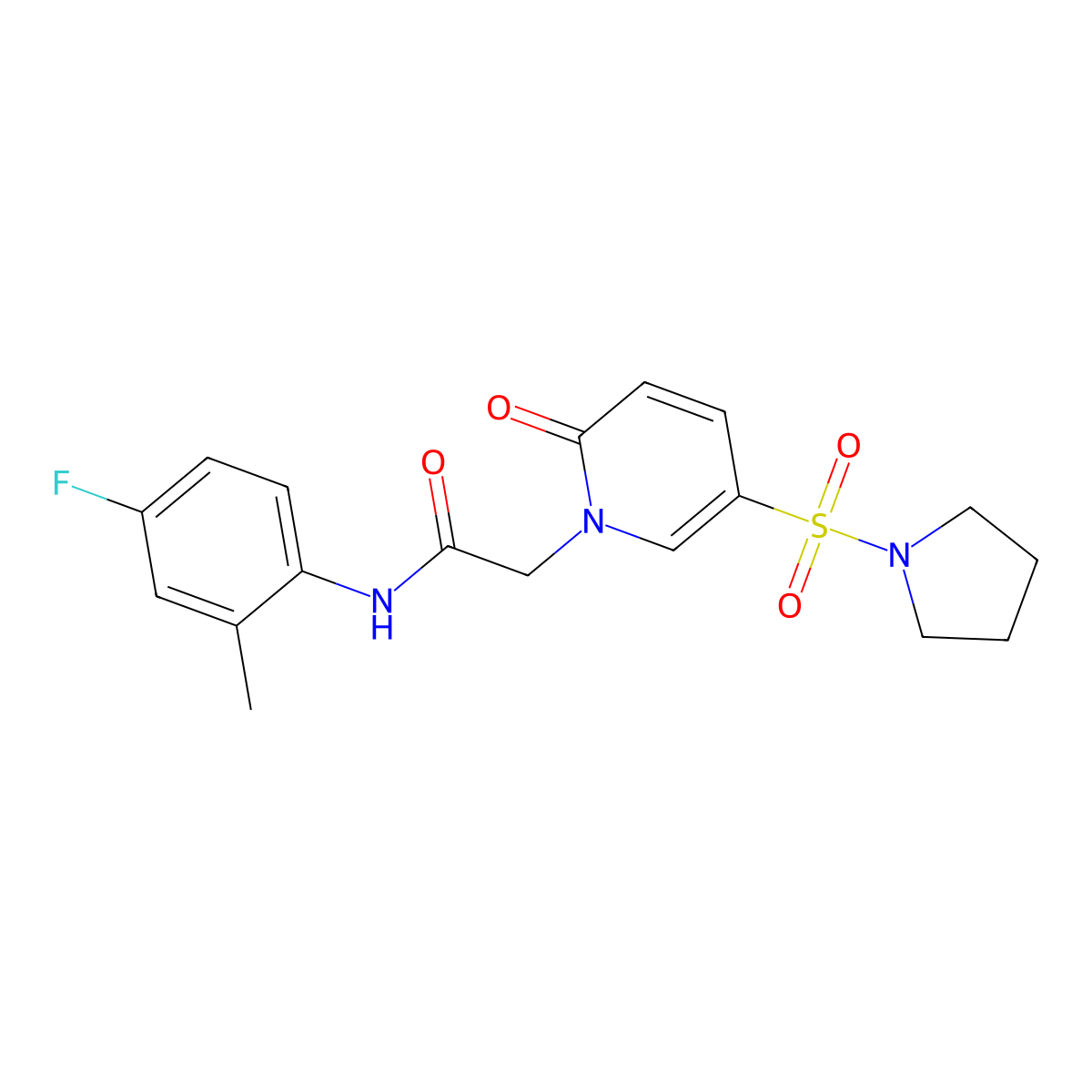 N-(4-fluoro-2-methylphenyl)-2-(2-oxo-5-(pyrrolidin-1-ylsulfonyl)pyridin-1(2H)-yl)acetamide molecular structure, CAS 1251608-13-5