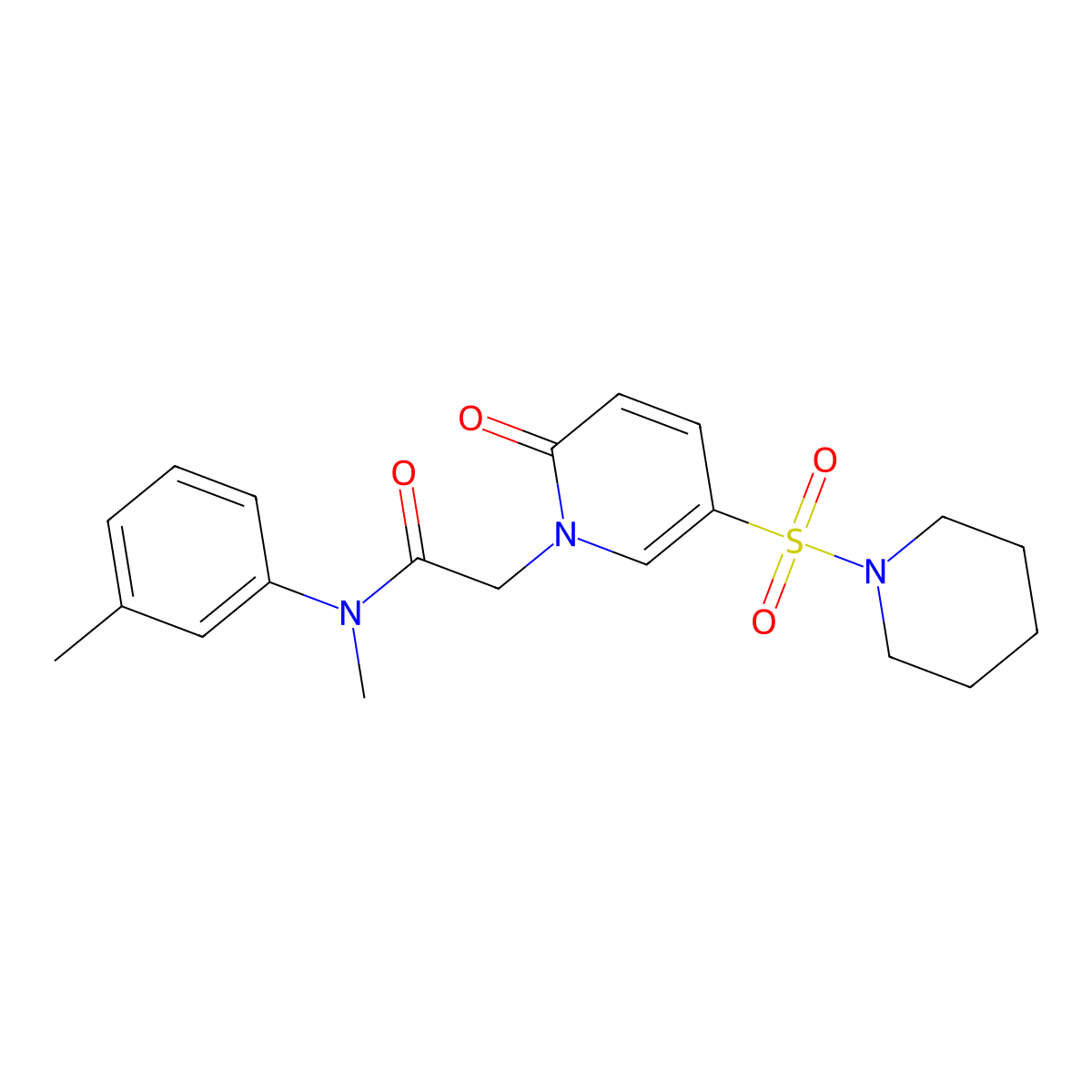 N-methyl-N-(3-methylphenyl)-2-[2-oxo-5-(piperidine-1-sulfonyl)-1,2-dihydropyridin-1-yl]acetamide molecular structure, CAS 1251608-16-8