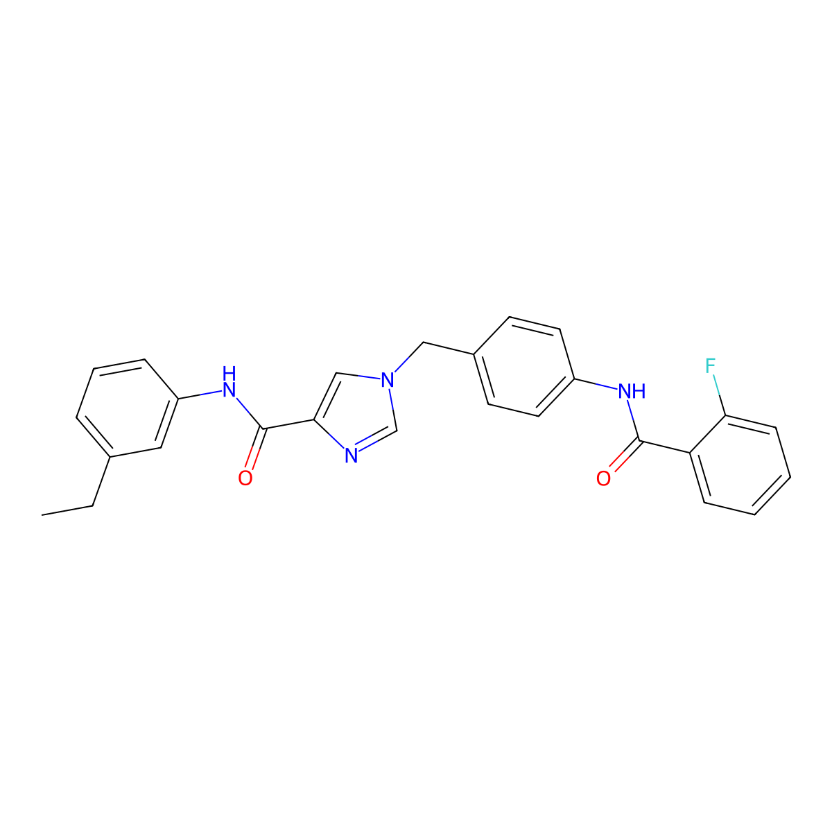 N-(3-ethylphenyl)-1-(4-(2-fluorobenzamido)benzyl)-1H-imidazole-4-carboxamide molecular structure, CAS 1251608-20-4