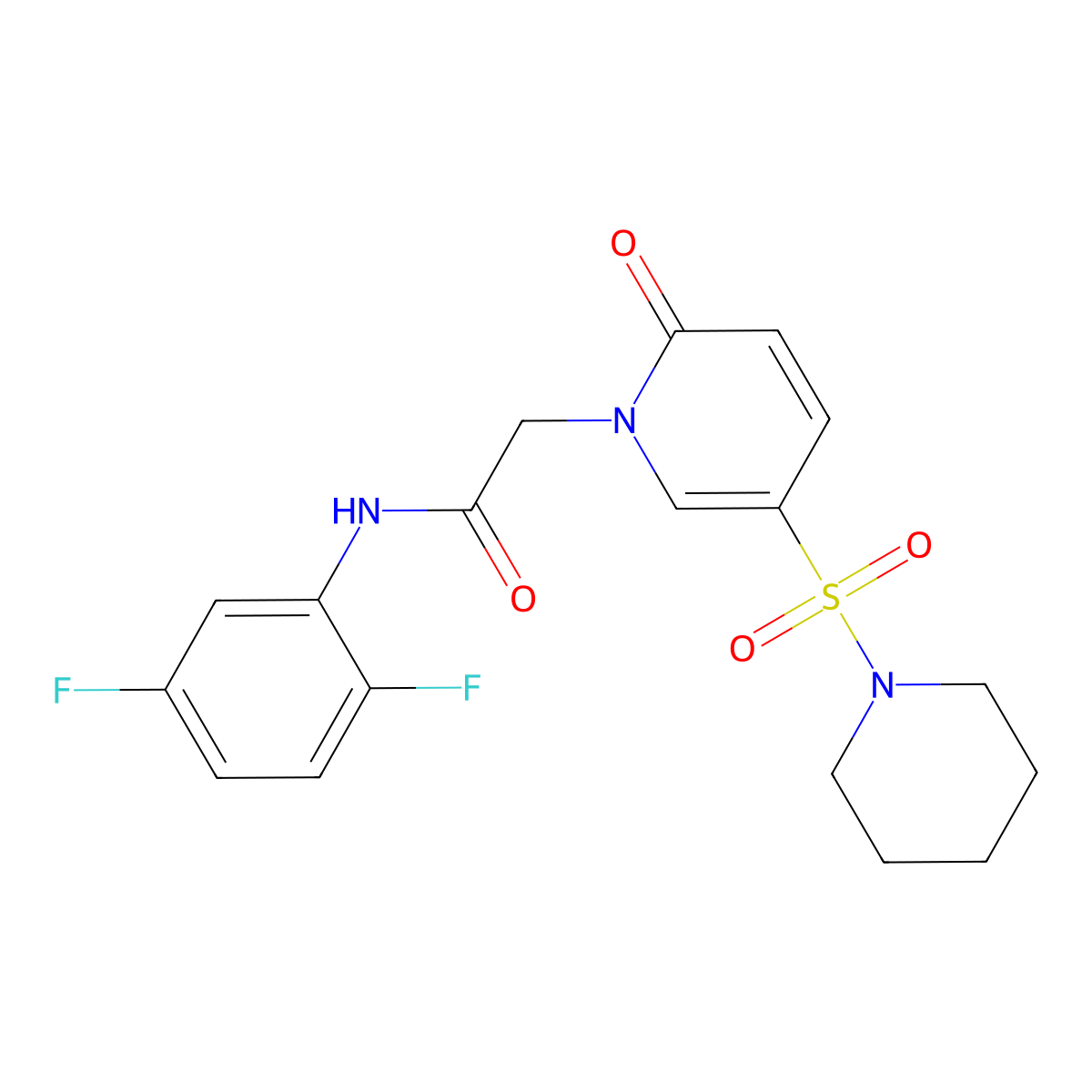 N-(2,5-difluorophenyl)-2-[2-oxo-5-(piperidin-1-ylsulfonyl)pyridin-1(2H)-yl]acetamide molecular structure, CAS 1251608-21-5