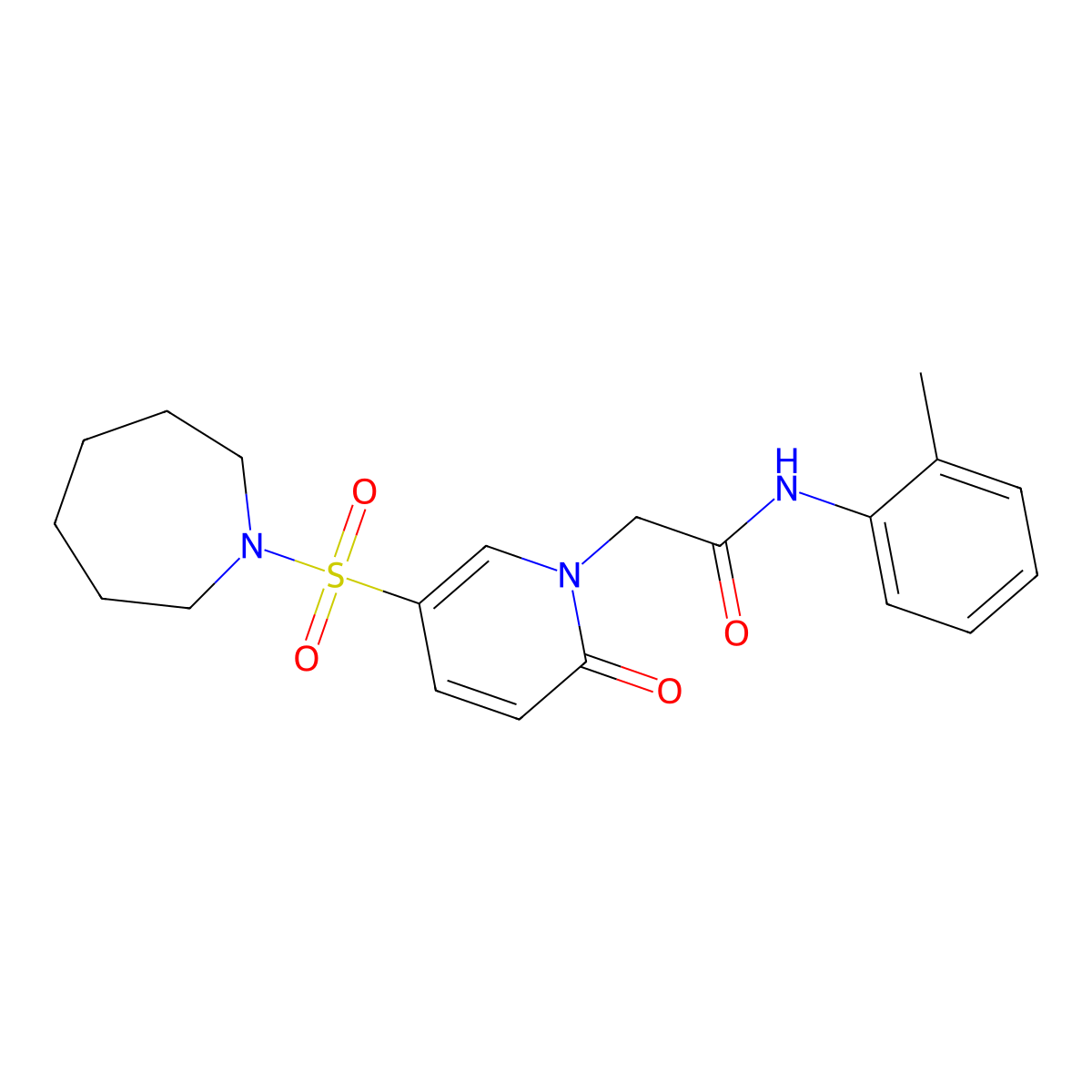 2-[5-(azepane-1-sulfonyl)-2-oxo-1,2-dihydropyridin-1-yl]-N-(2-methylphenyl)acetamide molecular structure, CAS 1251608-26-0