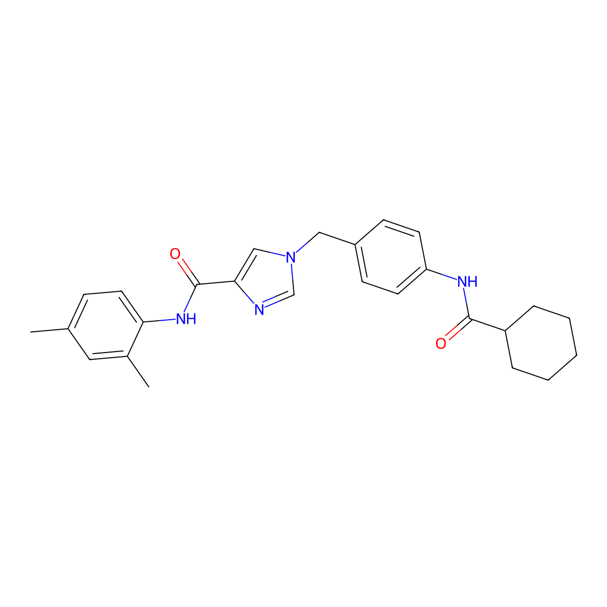 1-(4-(cyclohexanecarboxamido)benzyl)-N-(2,4-dimethylphenyl)-1H-imidazole-4-carboxamide molecular structure, CAS 1251608-30-6
