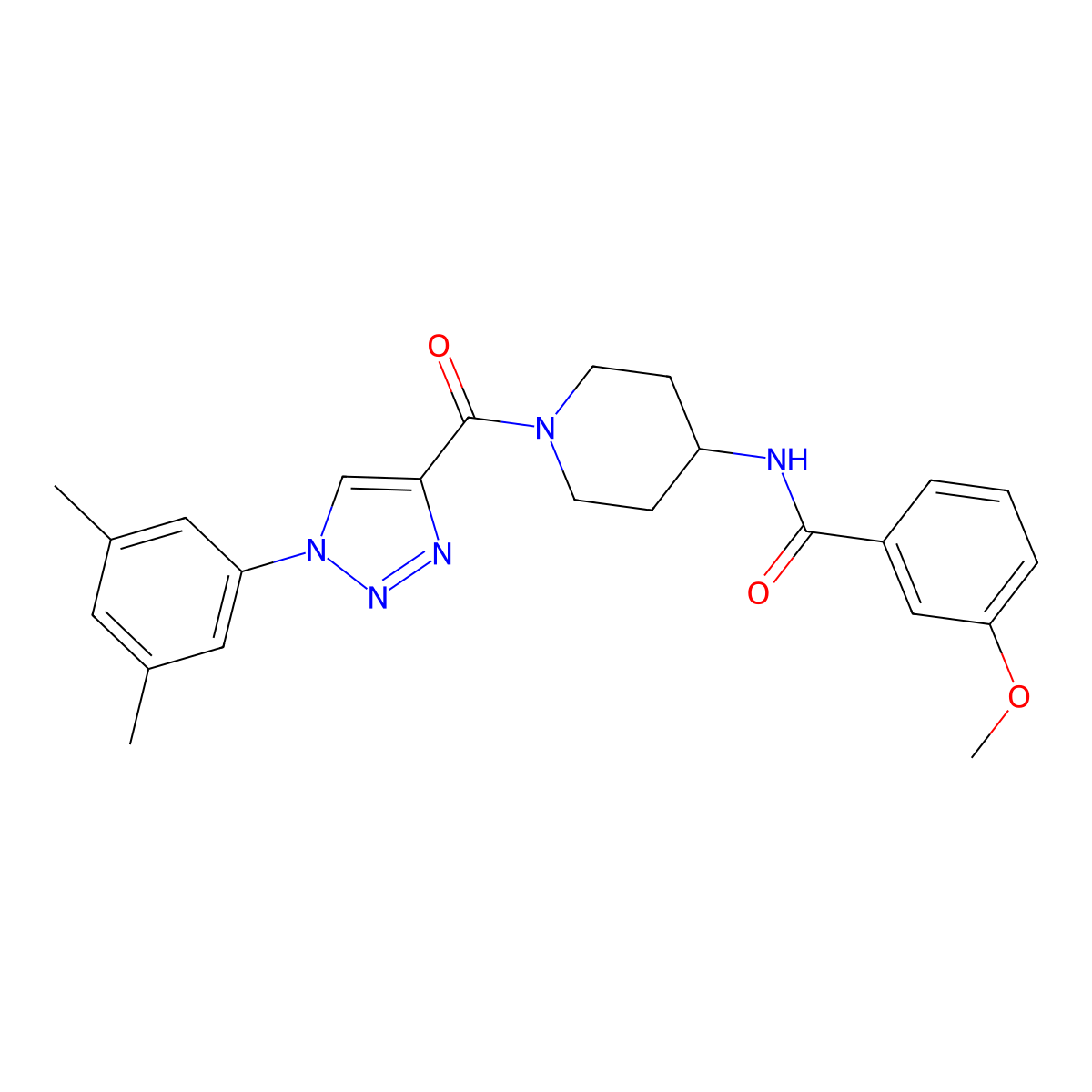 N-(1-(1-(3,5-dimethylphenyl)-1H-1,2,3-triazole-4-carbonyl)piperidin-4-yl)-3-methoxybenzamide molecular structure, CAS 1251608-31-7