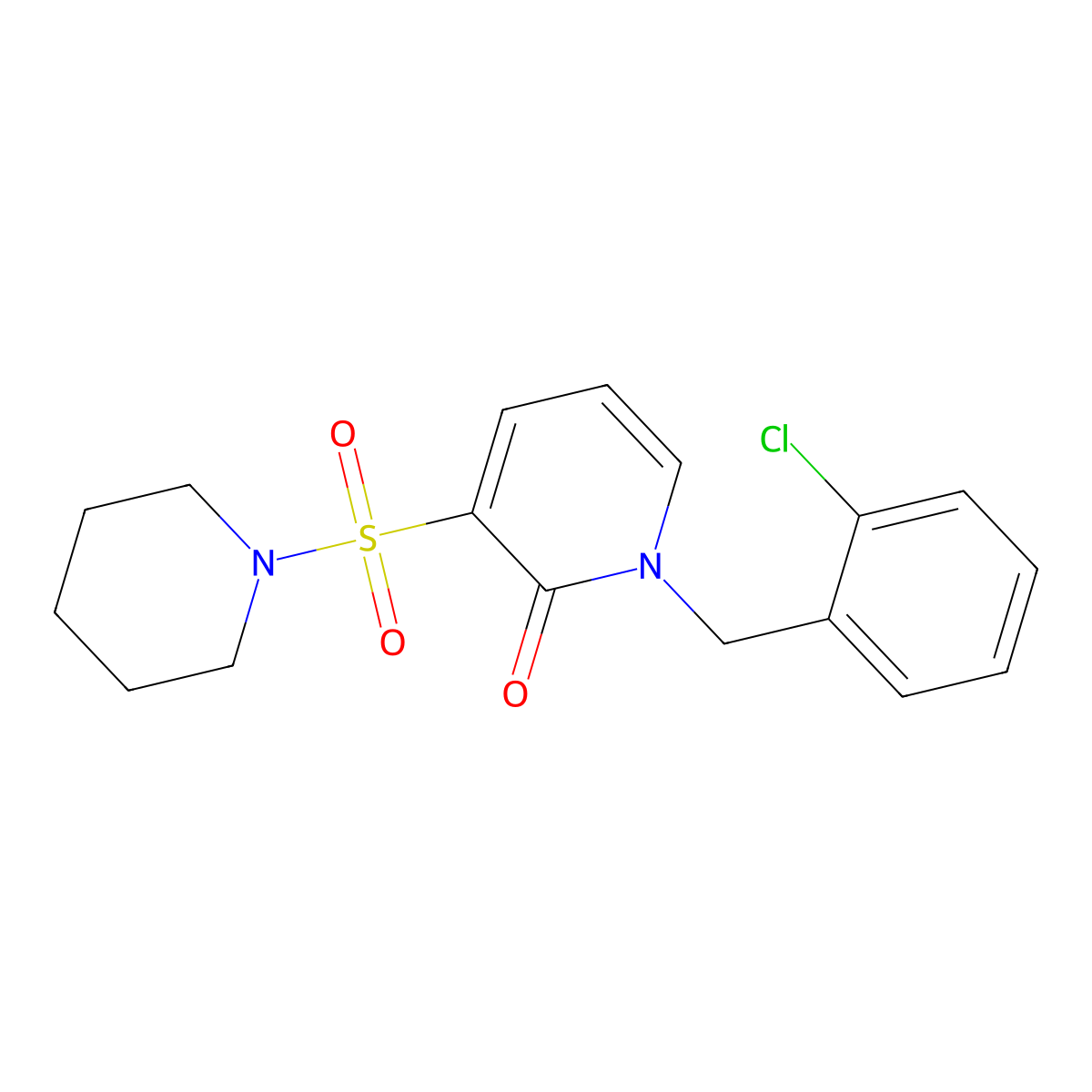 1-(2-chlorobenzyl)-3-(piperidin-1-ylsulfonyl)pyridin-2(1H)-one molecular structure, CAS 1251608-36-2