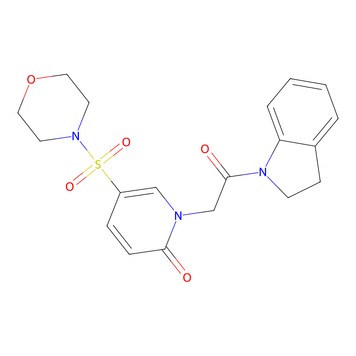 1-(2-(indolin-1-yl)-2-oxoethyl)-5-(morpholinosulfonyl)pyridin-2(1H)-one molecular structure, CAS 1251608-44-2