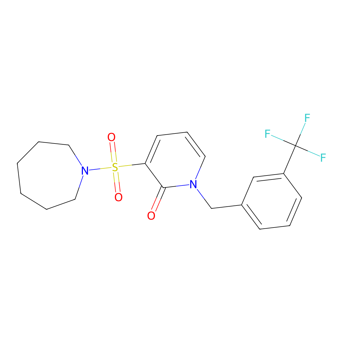 3-(azepan-1-ylsulfonyl)-1-(3-(trifluoromethyl)benzyl)pyridin-2(1H)-one molecular structure, CAS 1251608-46-4