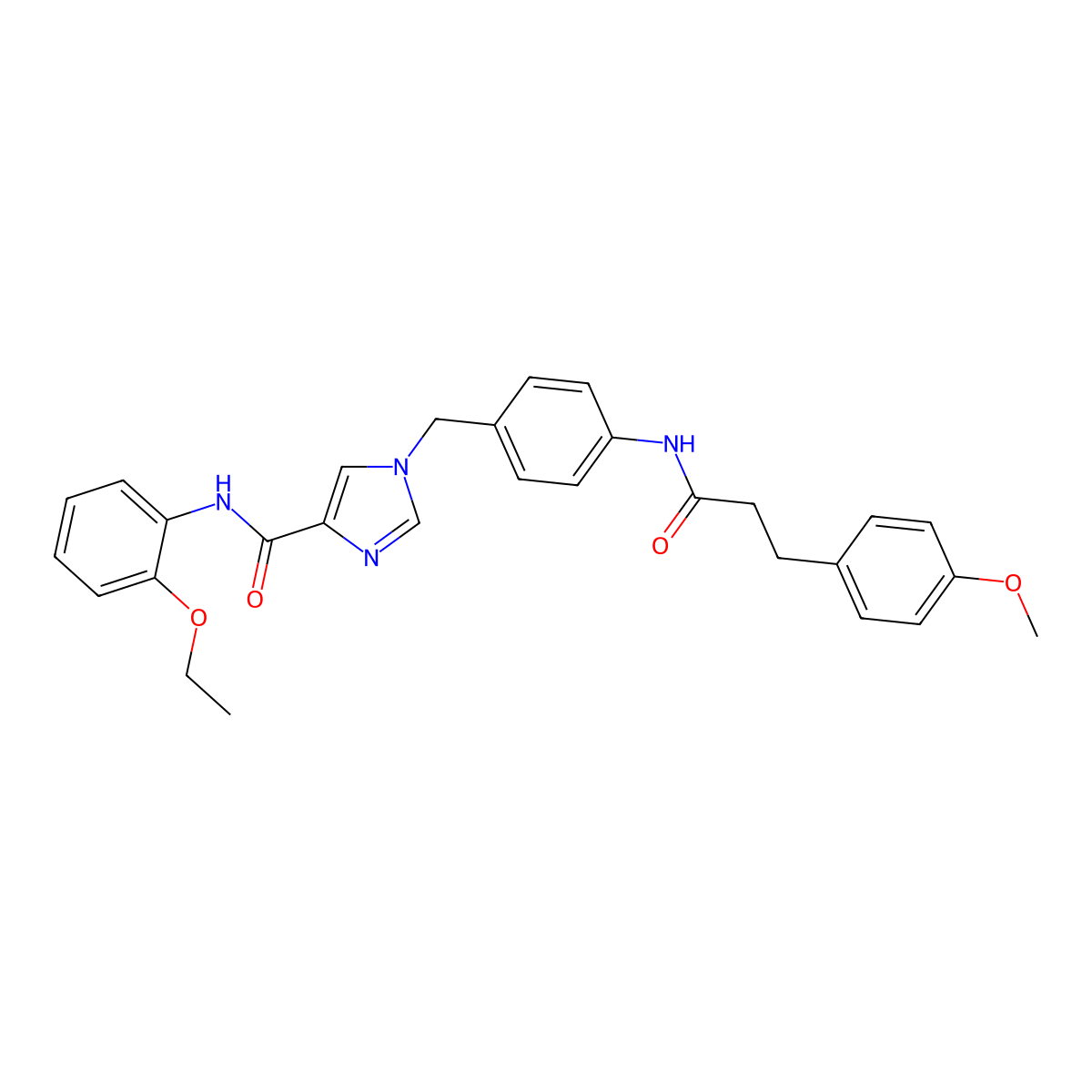 N-(2-ethoxyphenyl)-1-(4-(3-(4-methoxyphenyl)propanamido)benzyl)-1H-imidazole-4-carboxamide molecular structure, CAS 1251608-47-5
