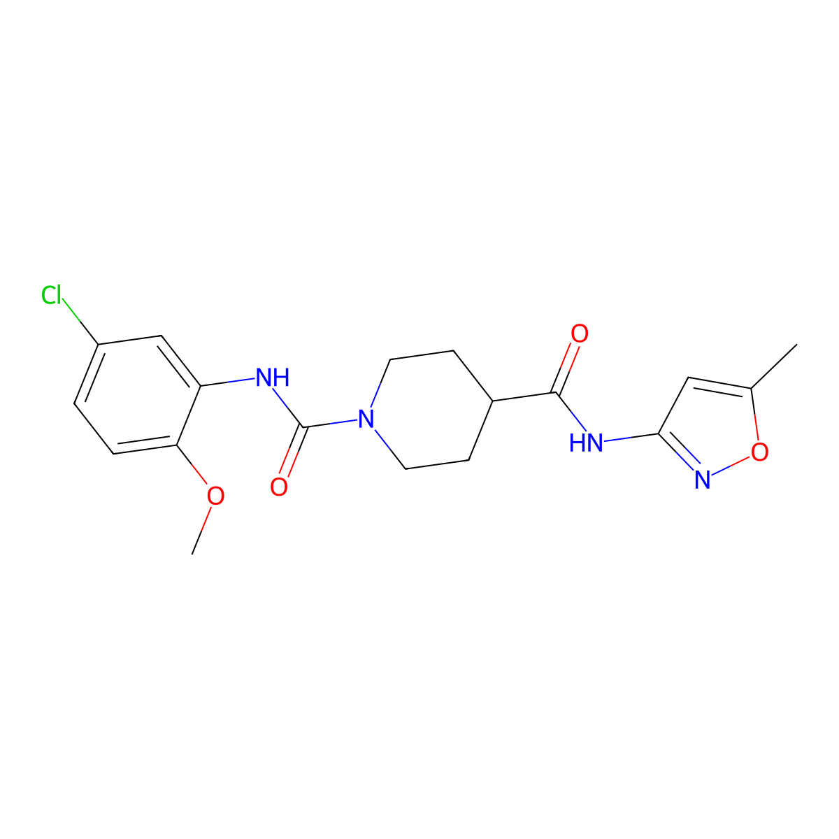 N1-(5-chloro-2-methoxyphenyl)-N4-(5-methylisoxazol-3-yl)piperidine-1,4-dicarboxamide molecular structure, CAS 1251608-48-6