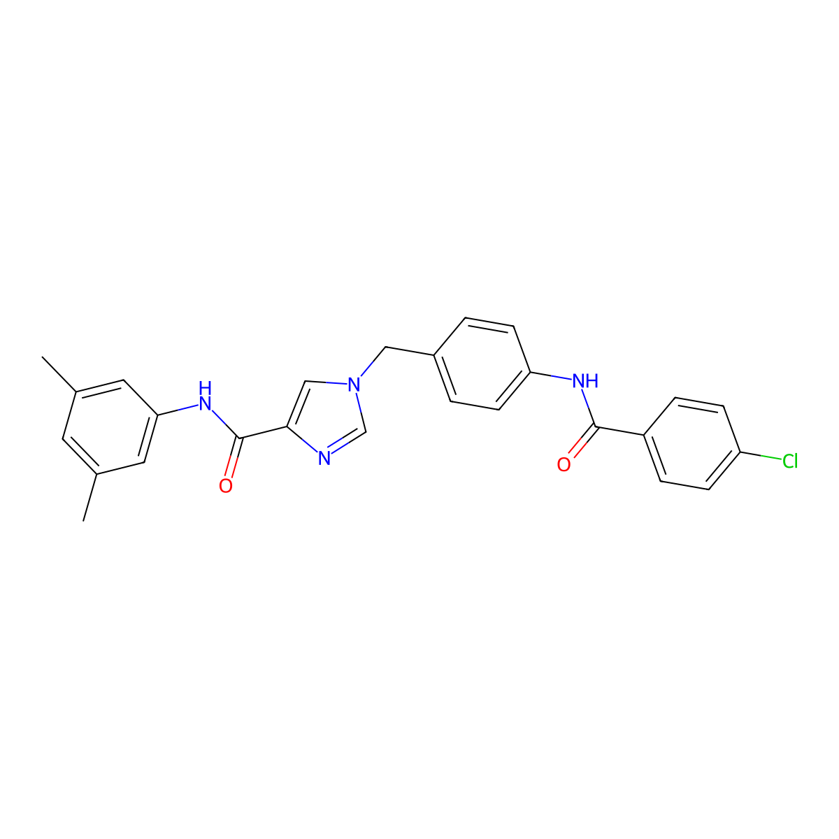 1-{[4-(4-chlorobenzamido)phenyl]methyl}-N-(3,5-dimethylphenyl)-1H-imidazole-4-carboxamide molecular structure, CAS 1251608-49-7