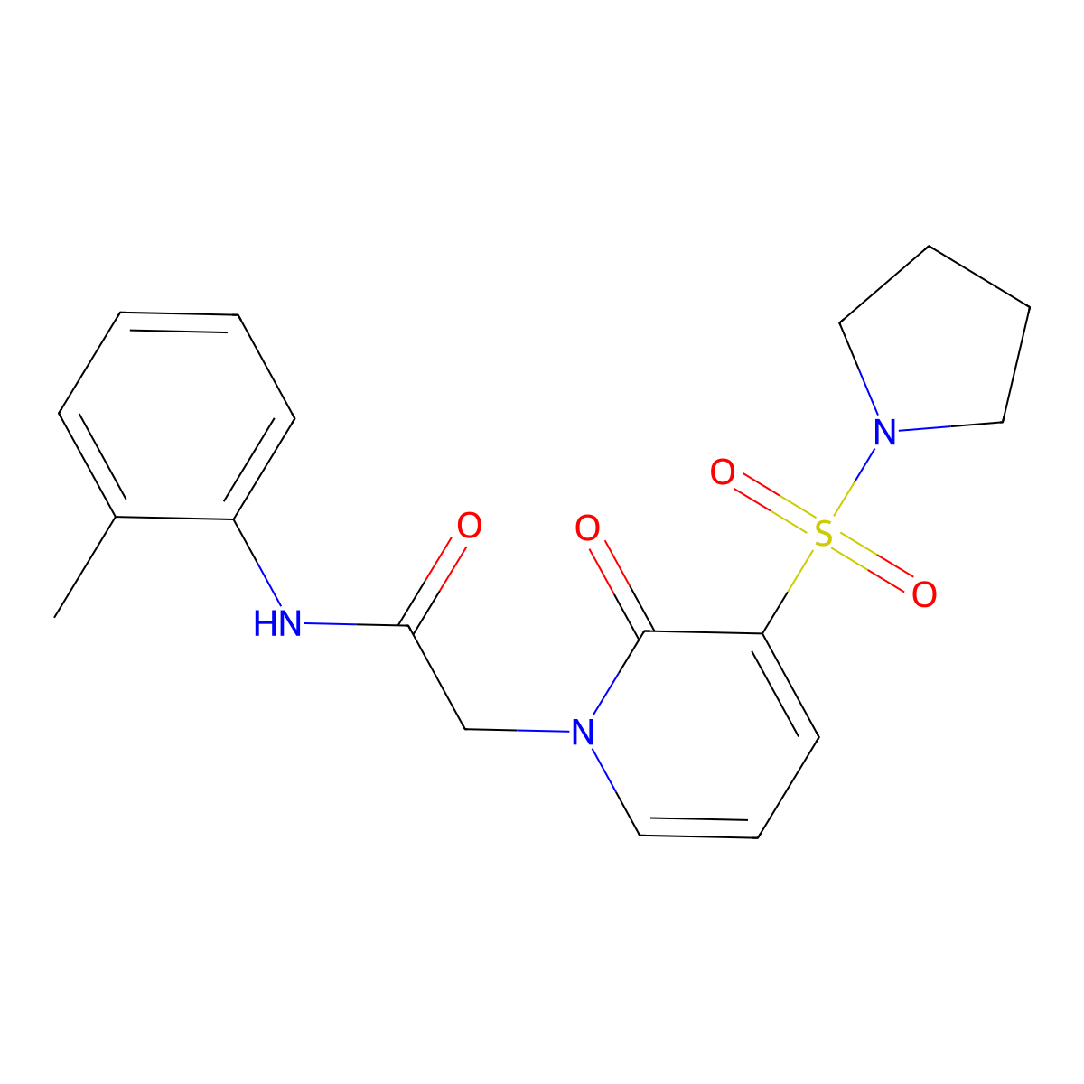 N-(2-methylphenyl)-2-[2-oxo-3-(pyrrolidine-1-sulfonyl)-1,2-dihydropyridin-1-yl]acetamide molecular structure, CAS 1251608-52-2