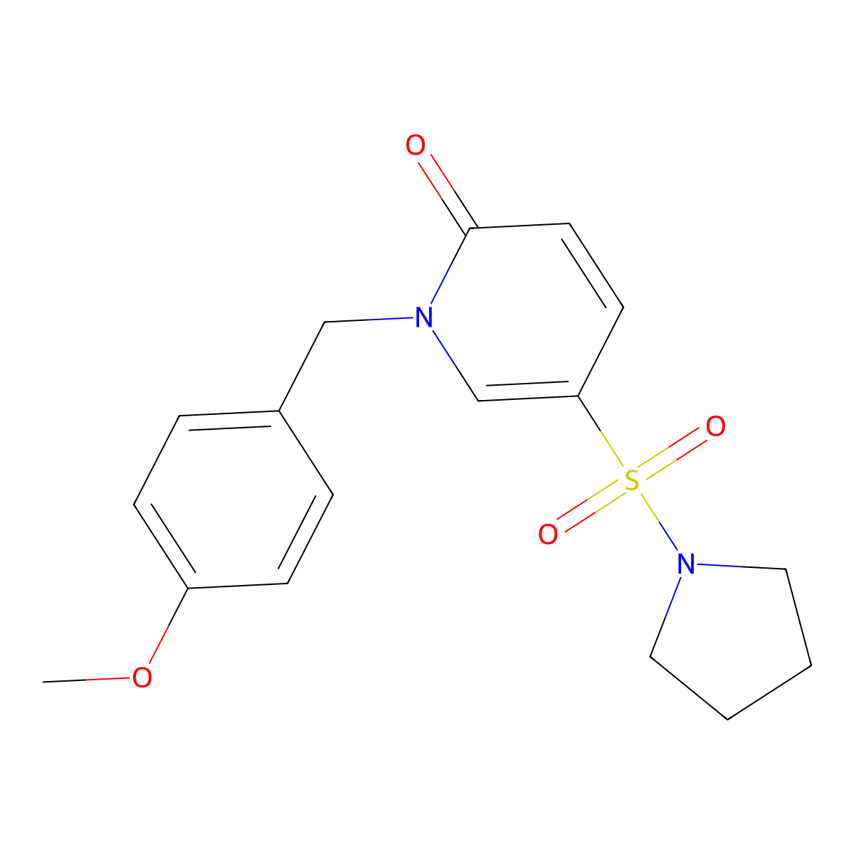 1-(4-methoxybenzyl)-5-(pyrrolidin-1-ylsulfonyl)pyridin-2(1H)-one molecular structure, CAS 1251608-53-3