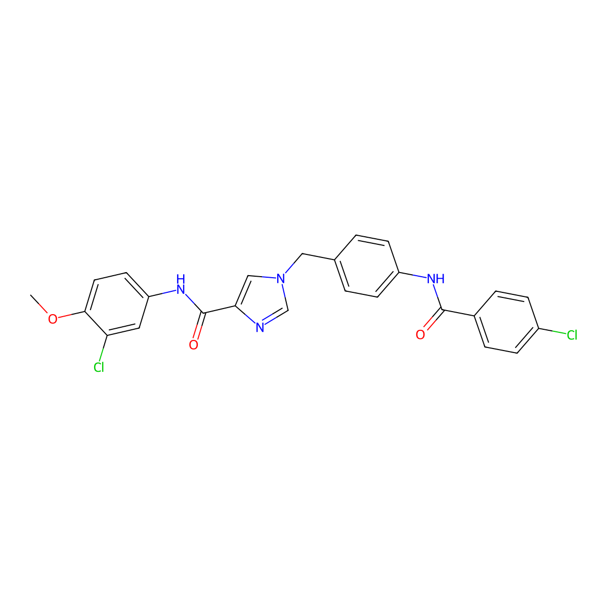 N-(3-chloro-4-methoxyphenyl)-1-{[4-(4-chlorobenzamido)phenyl]methyl}-1H-imidazole-4-carboxamide molecular structure, CAS 1251608-67-9