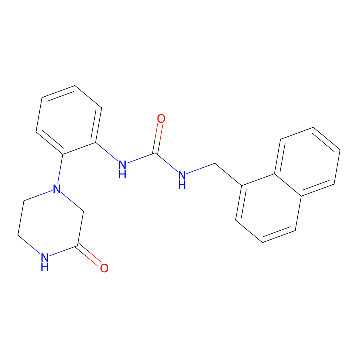 1-(Naphthalen-1-ylmethyl)-3-(2-(3-oxopiperazin-1-yl)phenyl)urea molecular structure, CAS 1251608-68-0