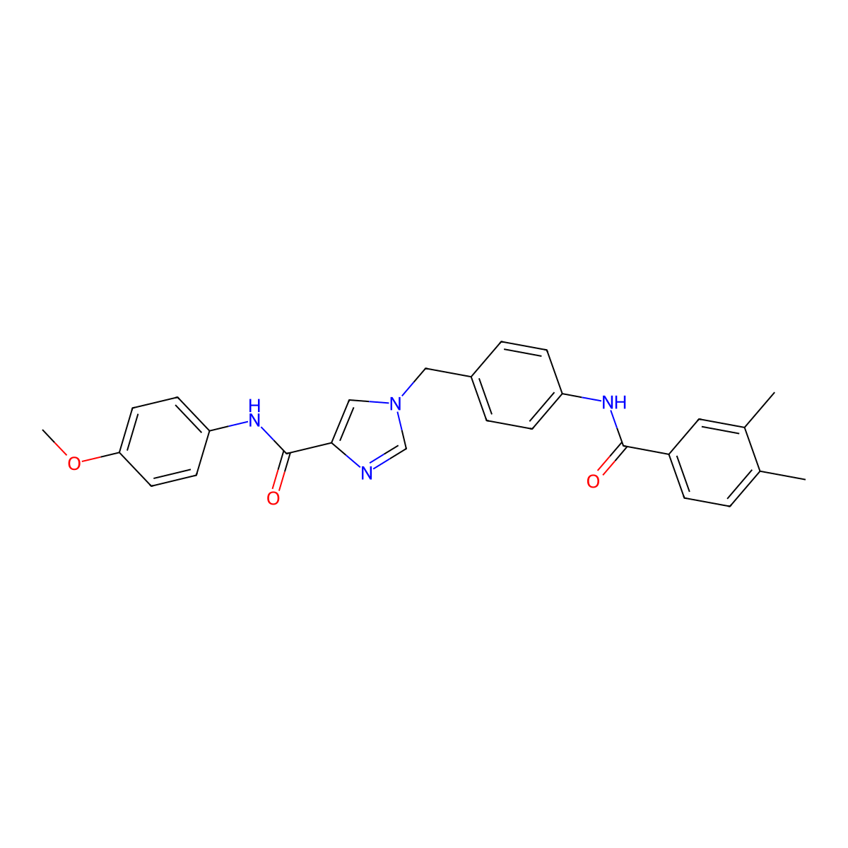 1-(4-(3,4-dimethylbenzamido)benzyl)-N-(4-methoxyphenyl)-1H-imidazole-4-carboxamide molecular structure, CAS 1251608-73-7