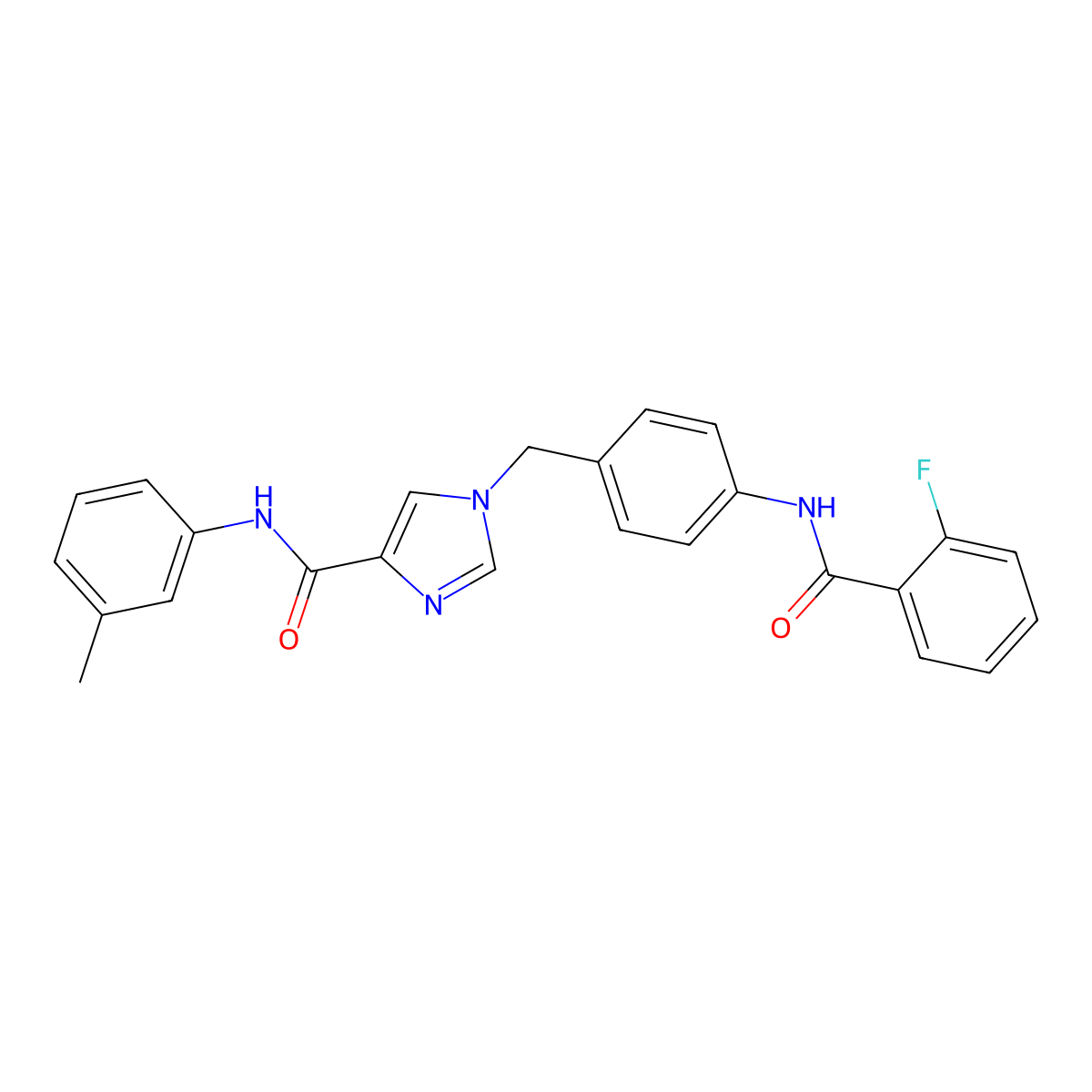1-(4-(2-fluorobenzamido)benzyl)-N-(m-tolyl)-1H-imidazole-4-carboxamide molecular structure, CAS 1251608-79-3