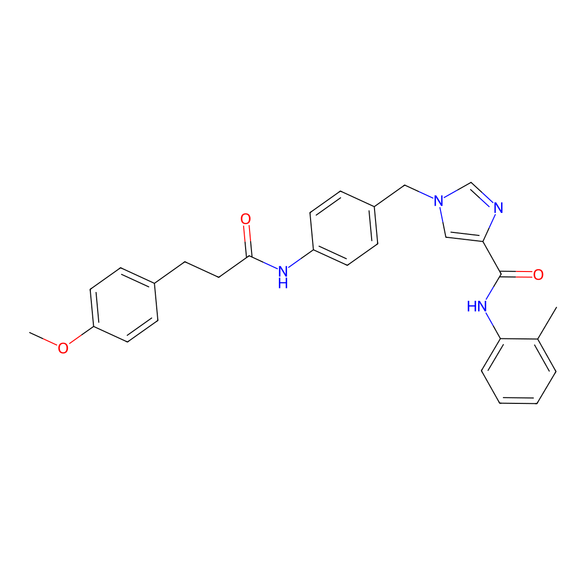 1-(4-(3-(4-methoxyphenyl)propanamido)benzyl)-N-(o-tolyl)-1H-imidazole-4-carboxamide molecular structure, CAS 1251608-83-9