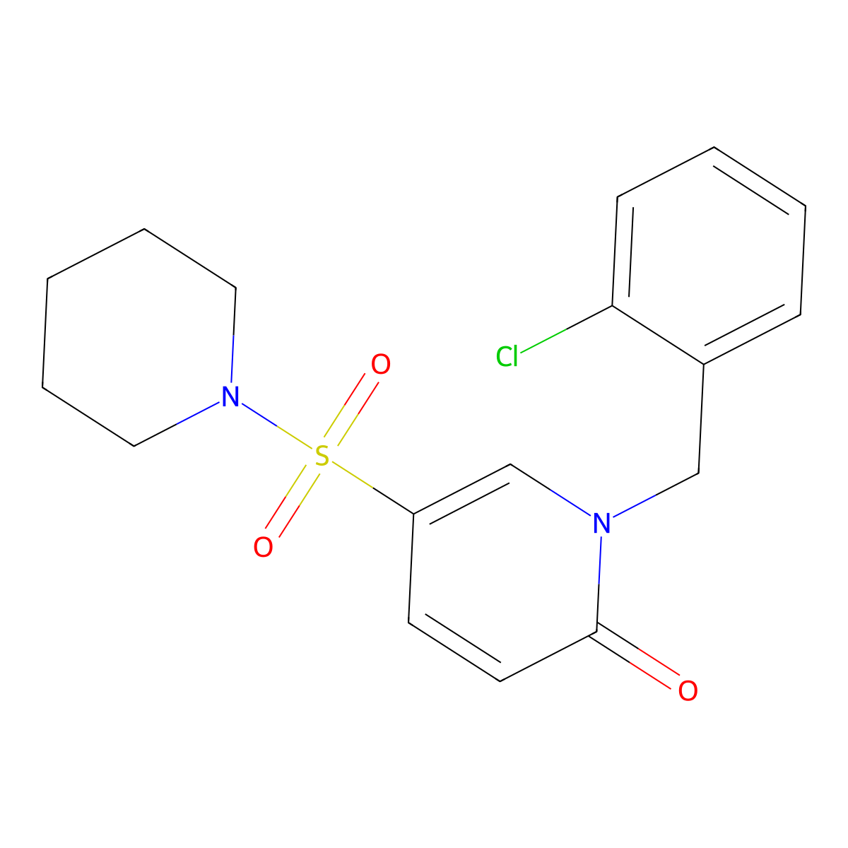 1-(2-chlorobenzyl)-5-(piperidin-1-ylsulfonyl)pyridin-2(1H)-one molecular structure, CAS 1251608-89-5