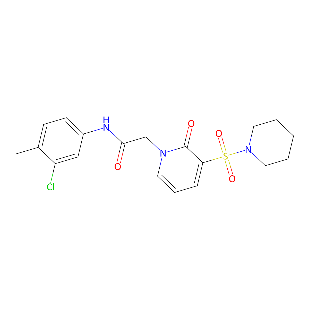 N-(3-chloro-4-methylphenyl)-2-(2-oxo-3-(piperidin-1-ylsulfonyl)pyridin-1(2H)-yl)acetamide molecular structure, CAS 1251608-90-8