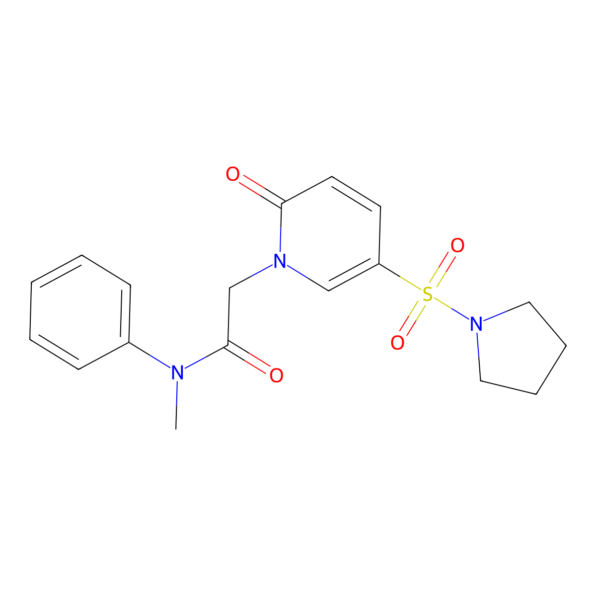 N-methyl-2-(2-oxo-5-pyrrolidin-1-ylsulfonylpyridin-1-yl)-N-phenylacetamide molecular structure, CAS 1251608-94-2