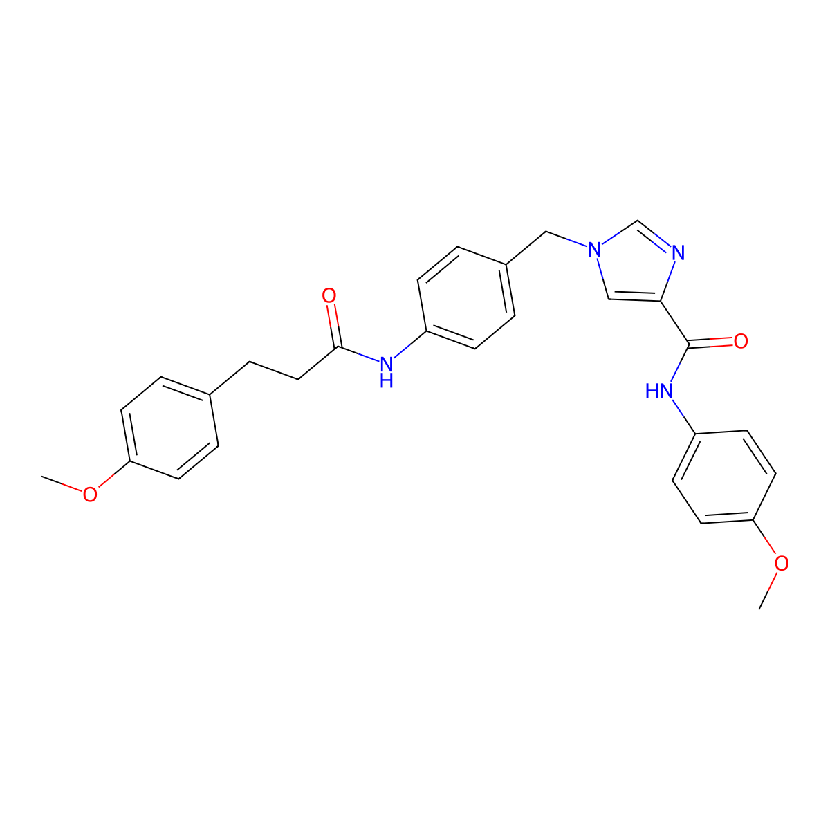 N-(4-methoxyphenyl)-1-(4-(3-(4-methoxyphenyl)propanamido)benzyl)-1H-imidazole-4-carboxamide molecular structure, CAS 1251608-95-3