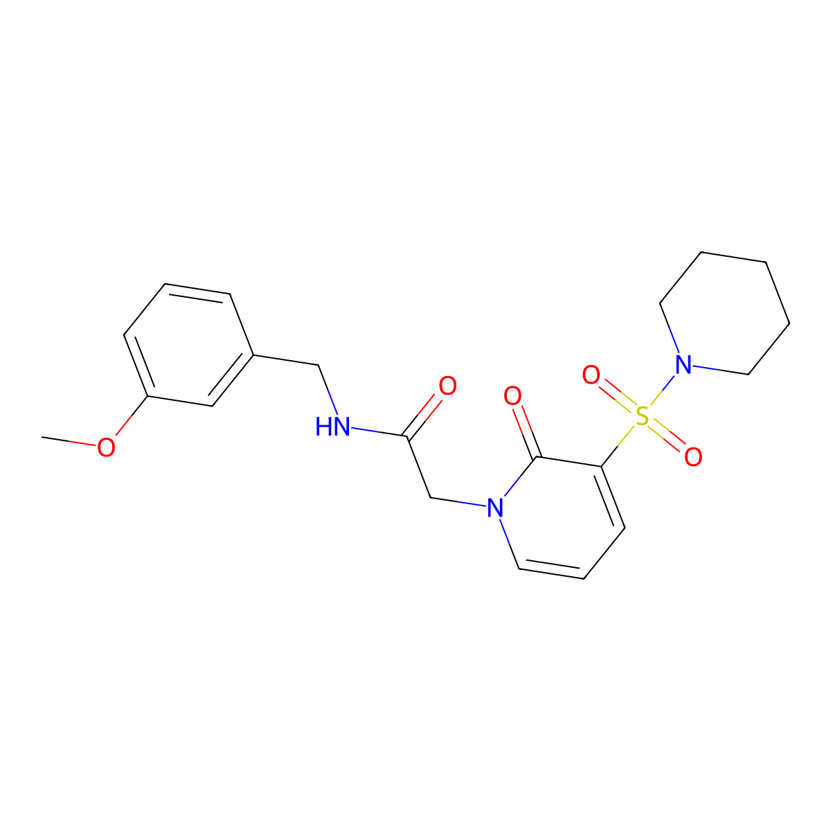 N-(3-methoxybenzyl)-2-(2-oxo-3-(piperidin-1-ylsulfonyl)pyridin-1(2H)-yl)acetamide molecular structure, CAS 1251608-98-6