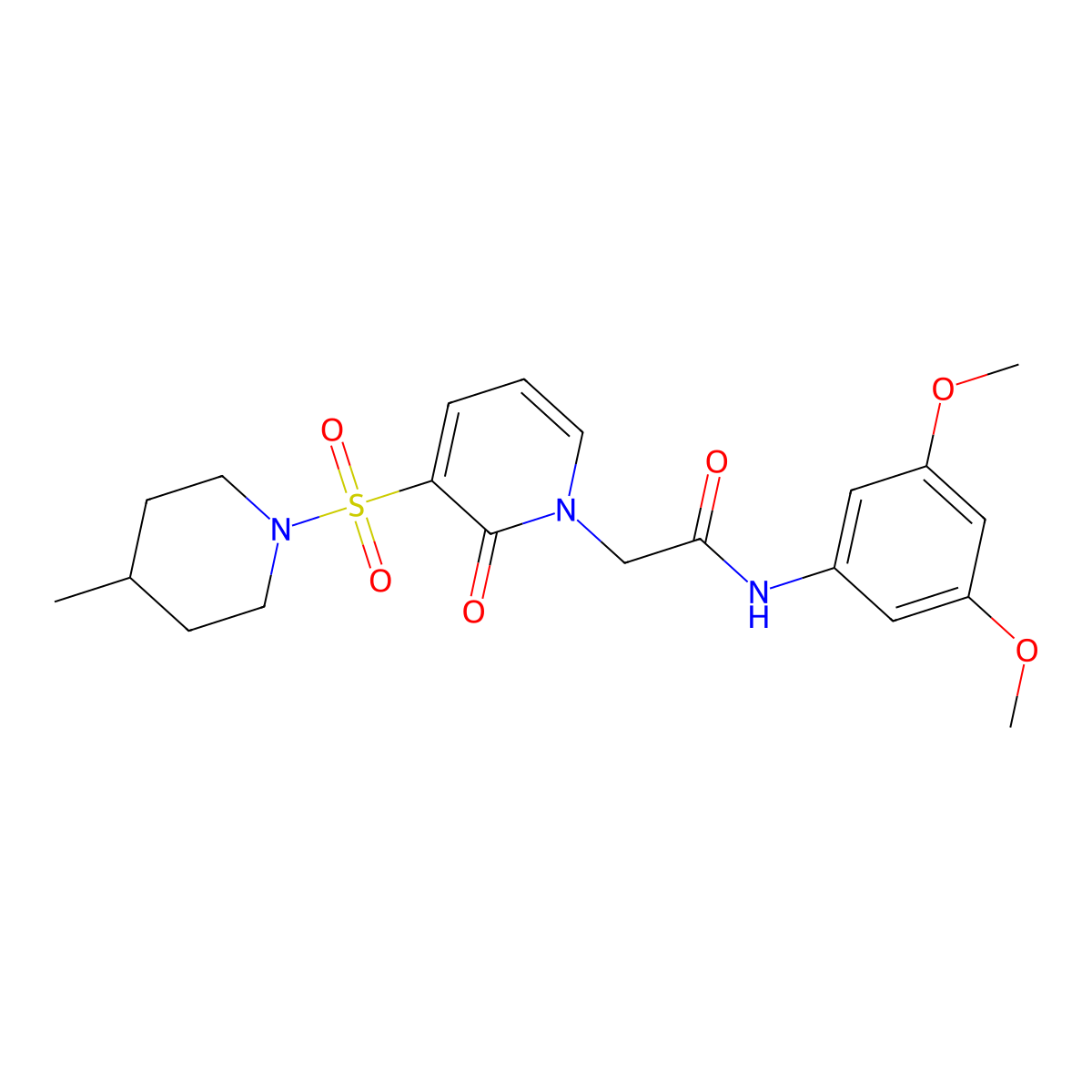 N-(3,5-dimethoxyphenyl)-2-(3-((4-methylpiperidin-1-yl)sulfonyl)-2-oxopyridin-1(2H)-yl)acetamide molecular structure, CAS 1251609-00-3