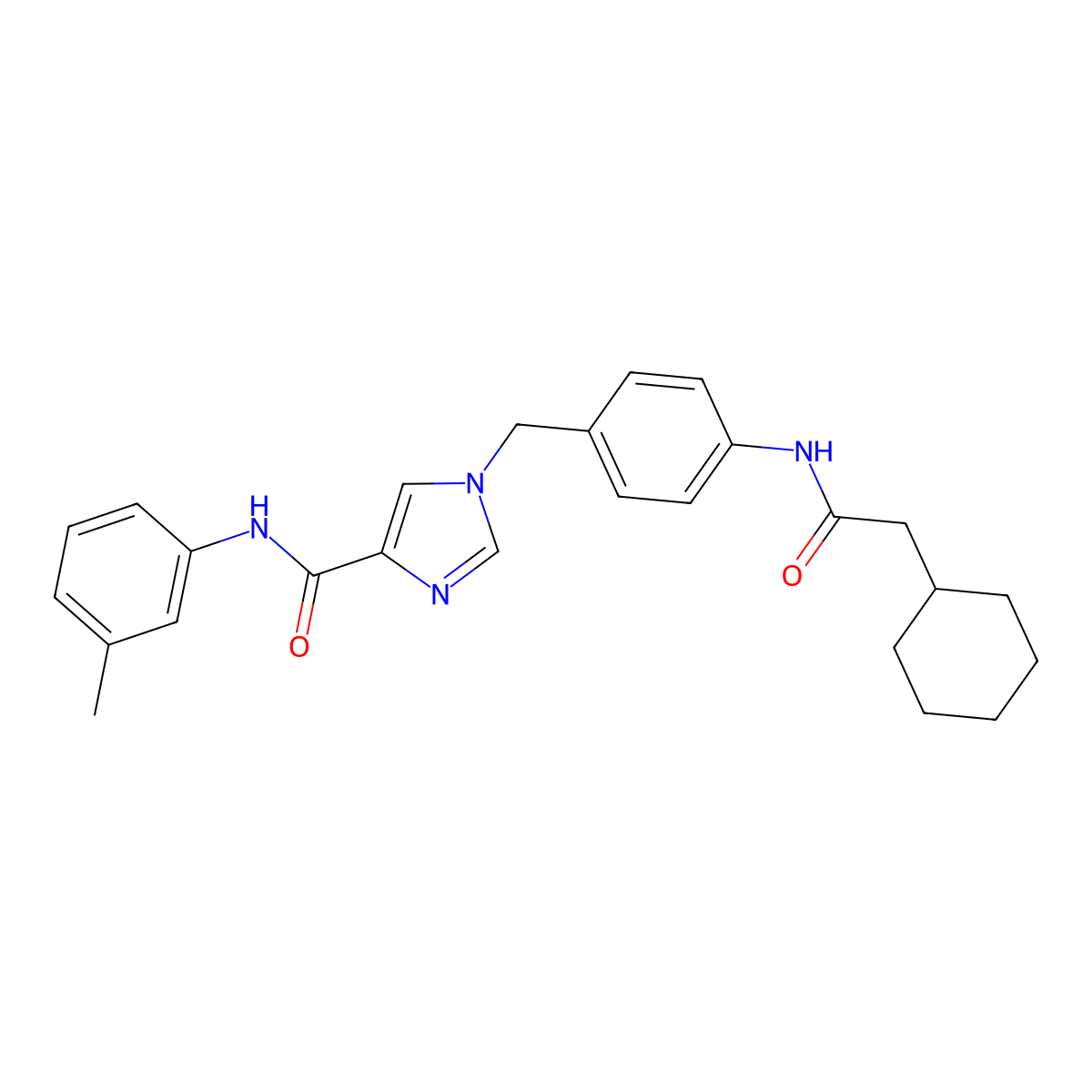 1-(4-(2-cyclohexylacetamido)benzyl)-N-(m-tolyl)-1H-imidazole-4-carboxamide molecular structure, CAS 1251609-09-2