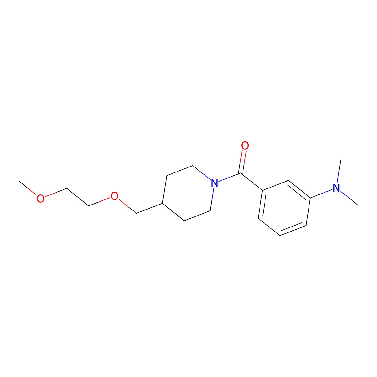 (3-(Dimethylamino)phenyl)(4-((2-methoxyethoxy)methyl)piperidin-1-yl)methanone molecular structure, CAS 1251609-12-7