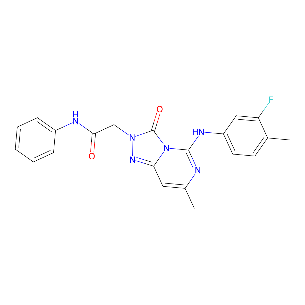 2-{5-[(3-fluoro-4-methylphenyl)amino]-7-methyl-3-oxo-2H,3H-[1,2,4]triazolo[4,3-c]pyrimidin-2-yl}-N-phenylacetamide molecular structure, CAS 1251609-13-8