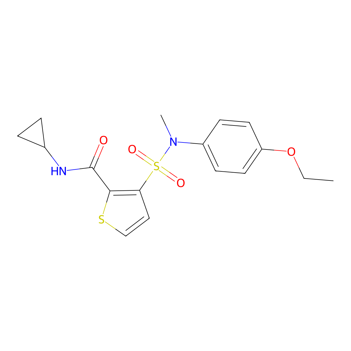 N-cyclopropyl-3-[(4-ethoxyphenyl)(methyl)sulfamoyl]thiophene-2-carboxamide molecular structure, CAS 1251609-15-0
