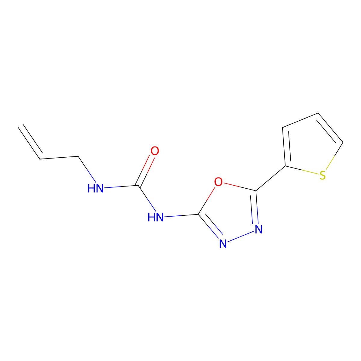 1-Allyl-3-(5-(thiophen-2-yl)-1,3,4-oxadiazol-2-yl)urea molecular structure, CAS 1251609-16-1