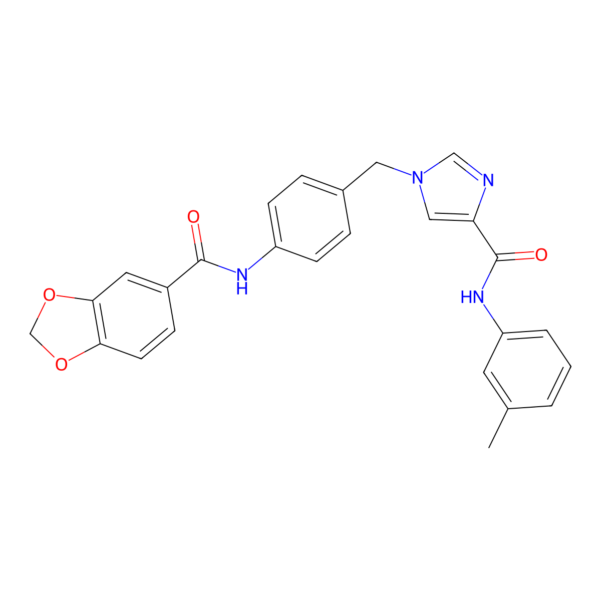 1-{[4-(2H-1,3-benzodioxole-5-amido)phenyl]methyl}-N-(3-methylphenyl)-1H-imidazole-4-carboxamide molecular structure, CAS 1251609-17-2