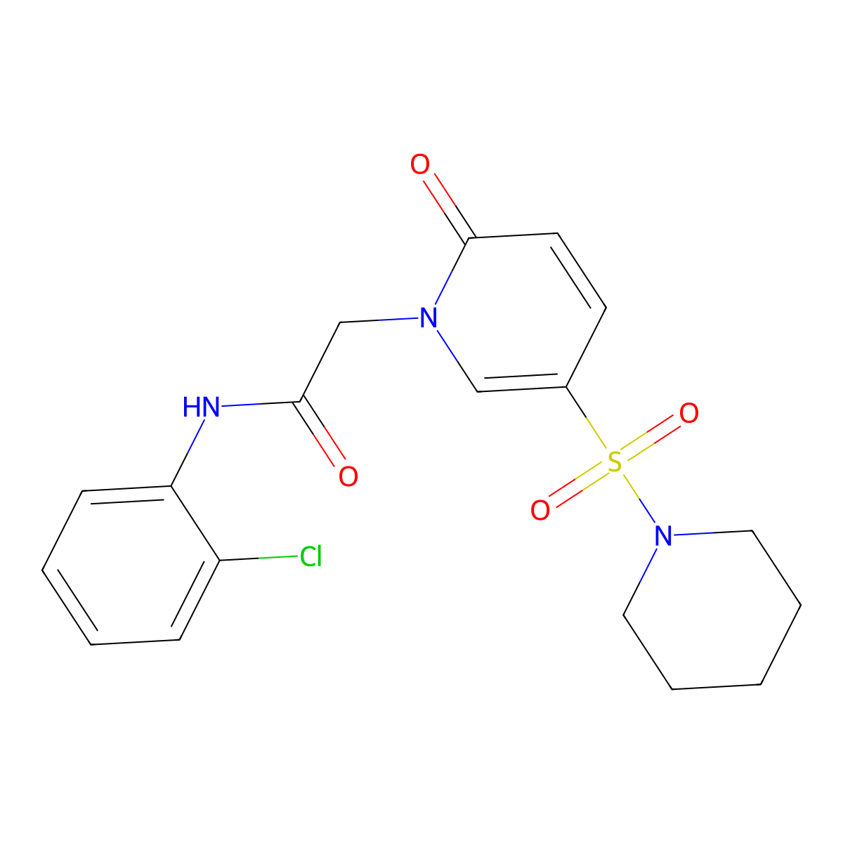 N-(2-chlorophenyl)-2-[2-oxo-5-(piperidin-1-ylsulfonyl)pyridin-1(2H)-yl]acetamide molecular structure, CAS 1251609-20-7
