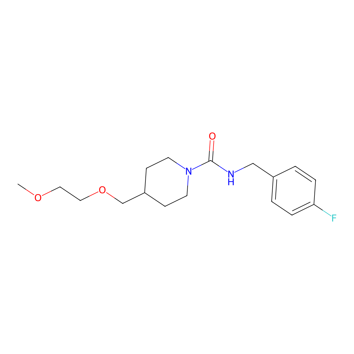 N-(4-fluorobenzyl)-4-((2-methoxyethoxy)methyl)piperidine-1-carboxamide molecular structure, CAS 1251609-21-8