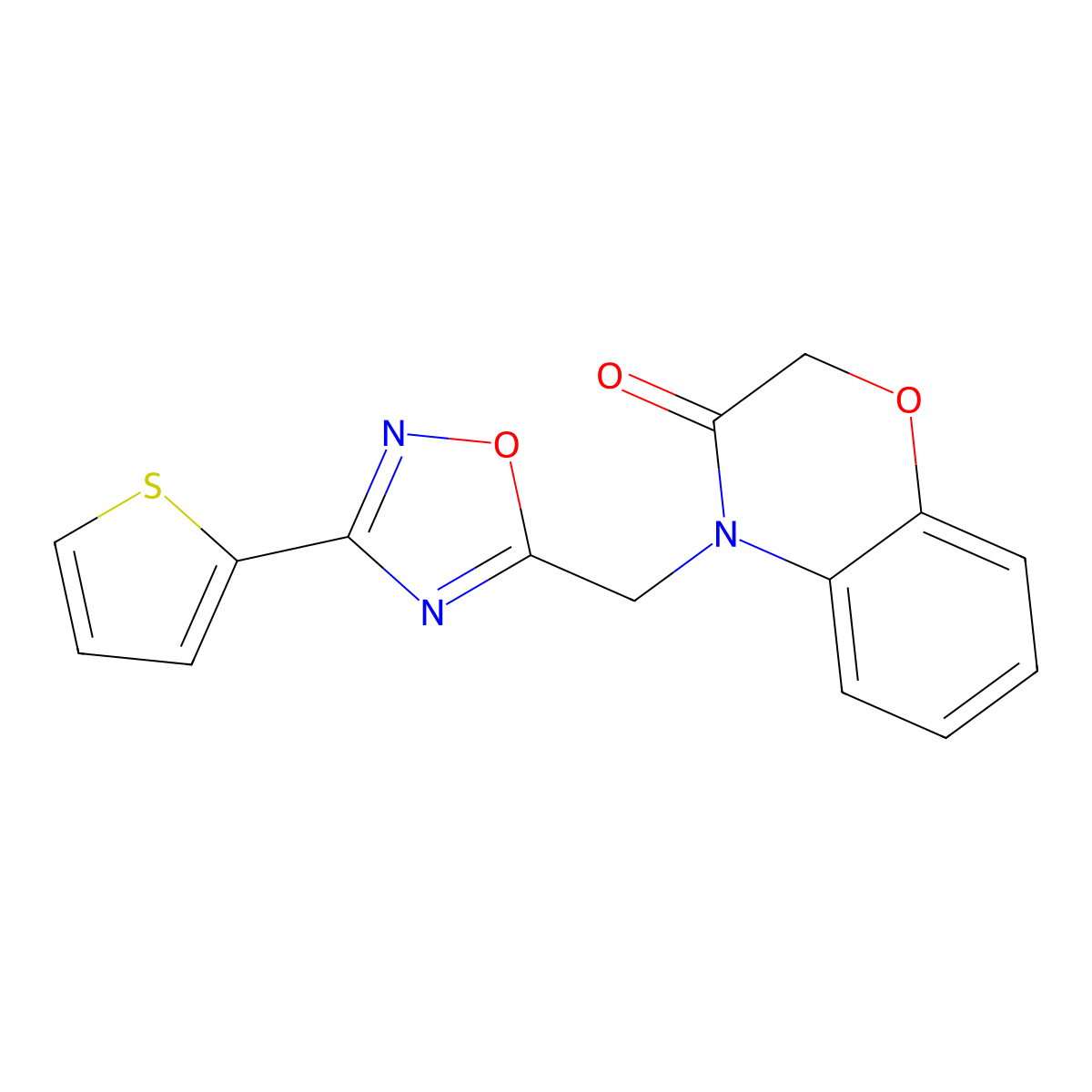 4-((3-(thiophen-2-yl)-1,2,4-oxadiazol-5-yl)methyl)-2H-benzo[b][1,4]oxazin-3(4H)-one molecular structure, CAS 1251609-24-1