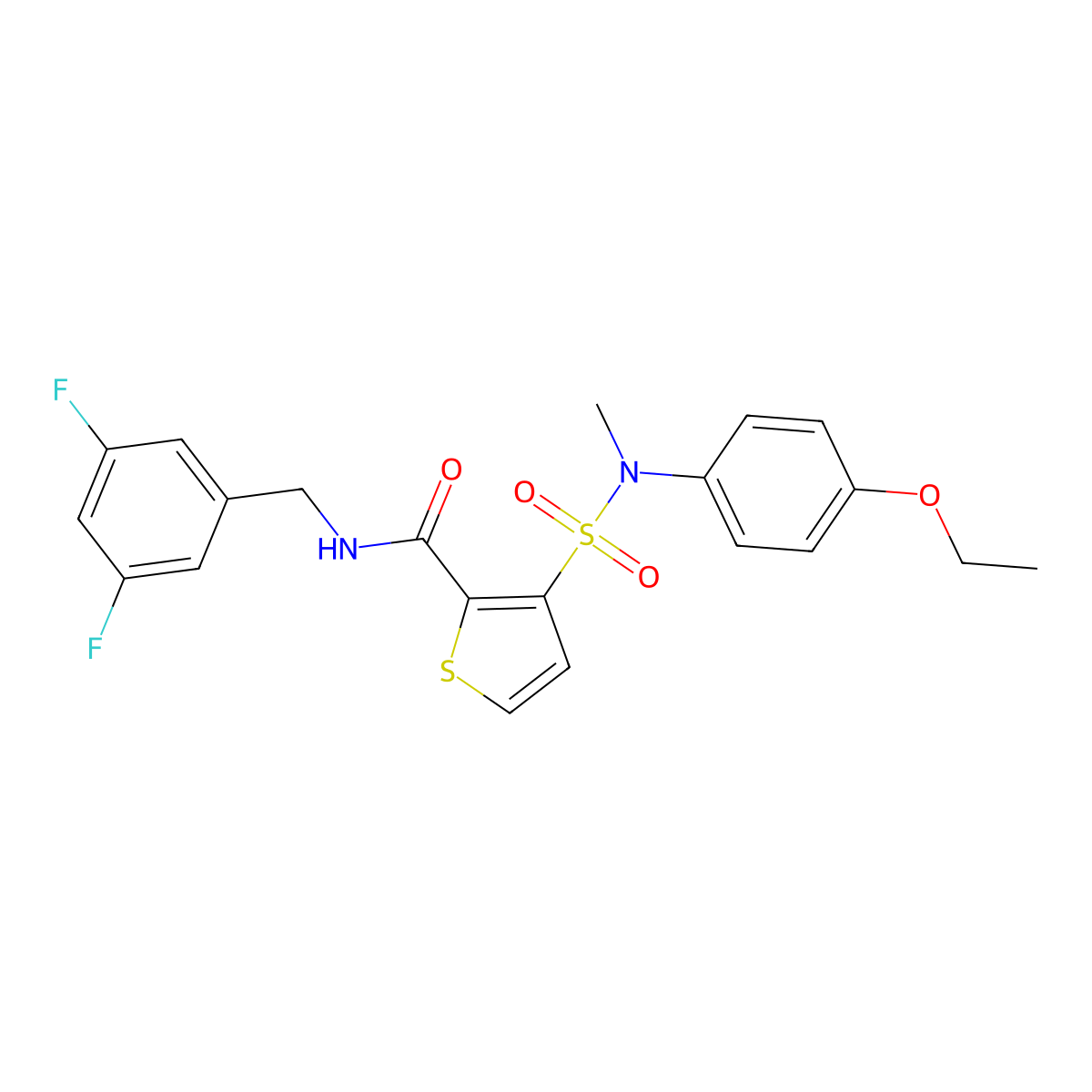 N-(3,5-difluorobenzyl)-3-[(4-ethoxyphenyl)(methyl)sulfamoyl]thiophene-2-carboxamide molecular structure, CAS 1251609-27-4
