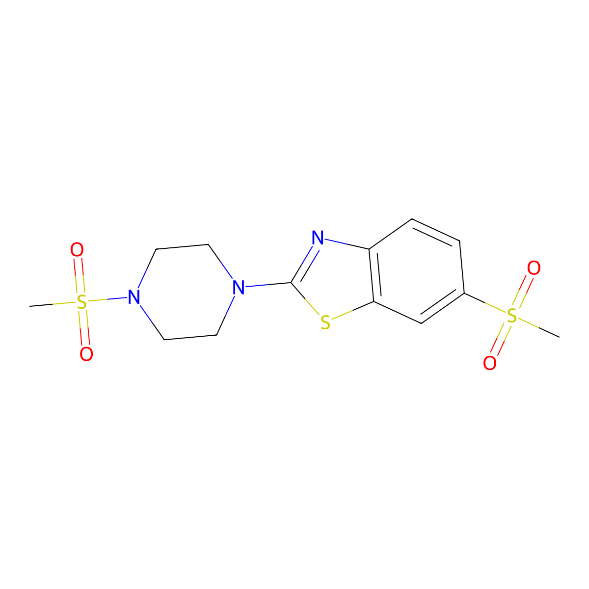 6-(Methylsulfonyl)-2-(4-(methylsulfonyl)piperazin-1-yl)benzo[d]thiazole molecular structure, CAS 1251609-29-6
