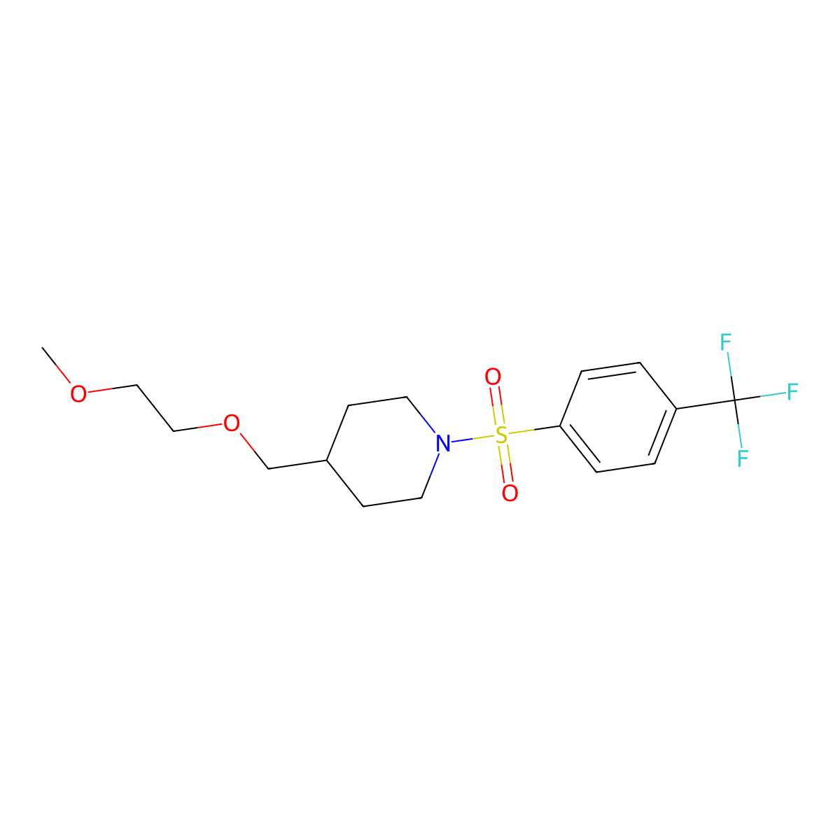 4-((2-Methoxyethoxy)methyl)-1-((4-(trifluoromethyl)phenyl)sulfonyl)piperidine molecular structure, CAS 1251609-33-2