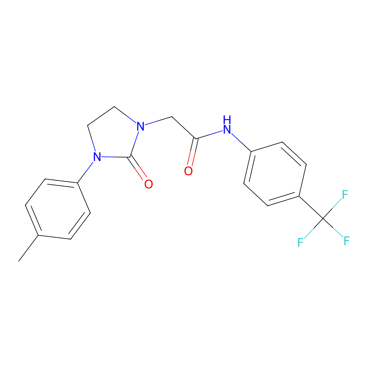 2-(2-oxo-3-(p-tolyl)imidazolidin-1-yl)-N-(4-(trifluoromethyl)phenyl)acetamide molecular structure, CAS 1251609-37-6