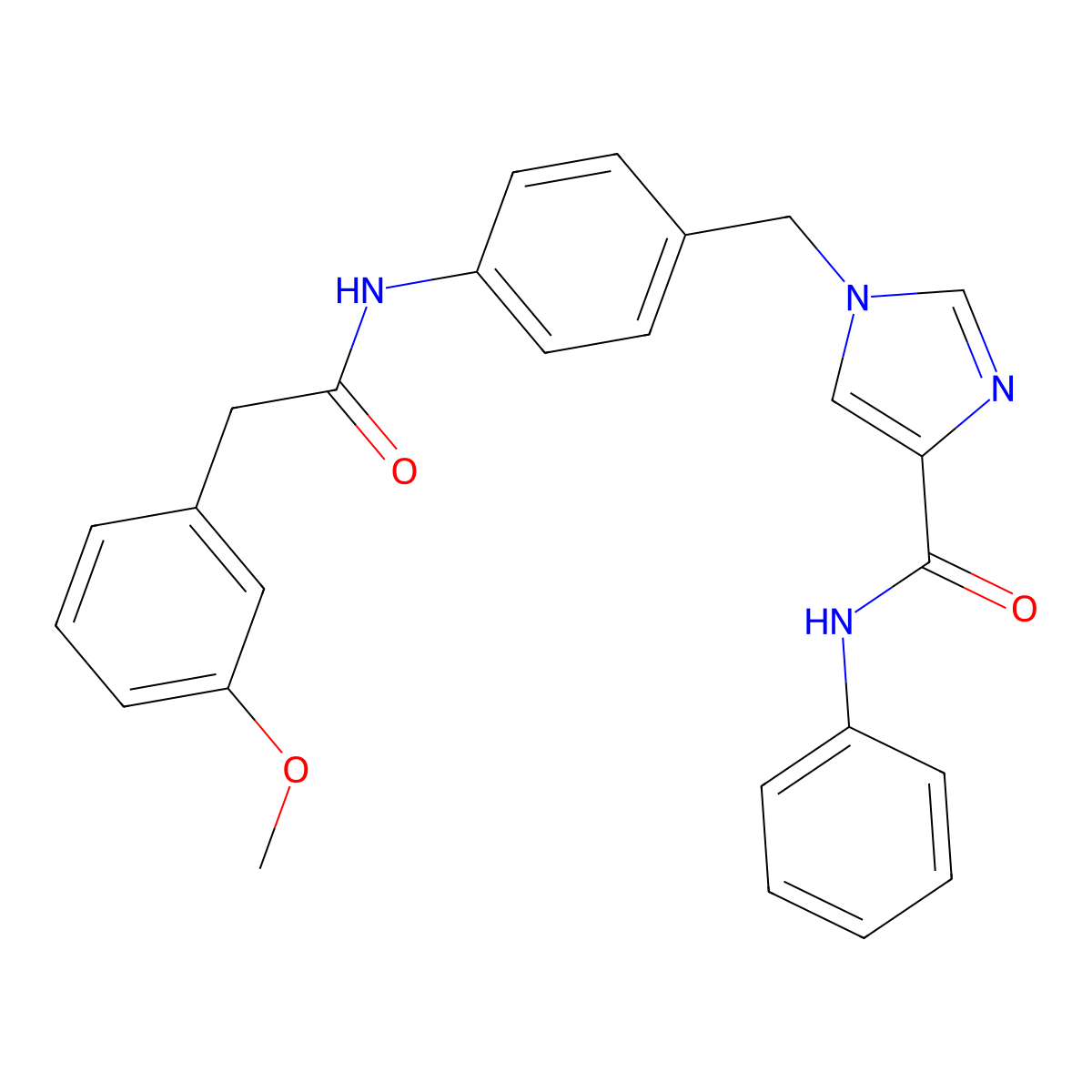 1-(4-(2-(3-methoxyphenyl)acetamido)benzyl)-N-phenyl-1H-imidazole-4-carboxamide molecular structure, CAS 1251609-39-8