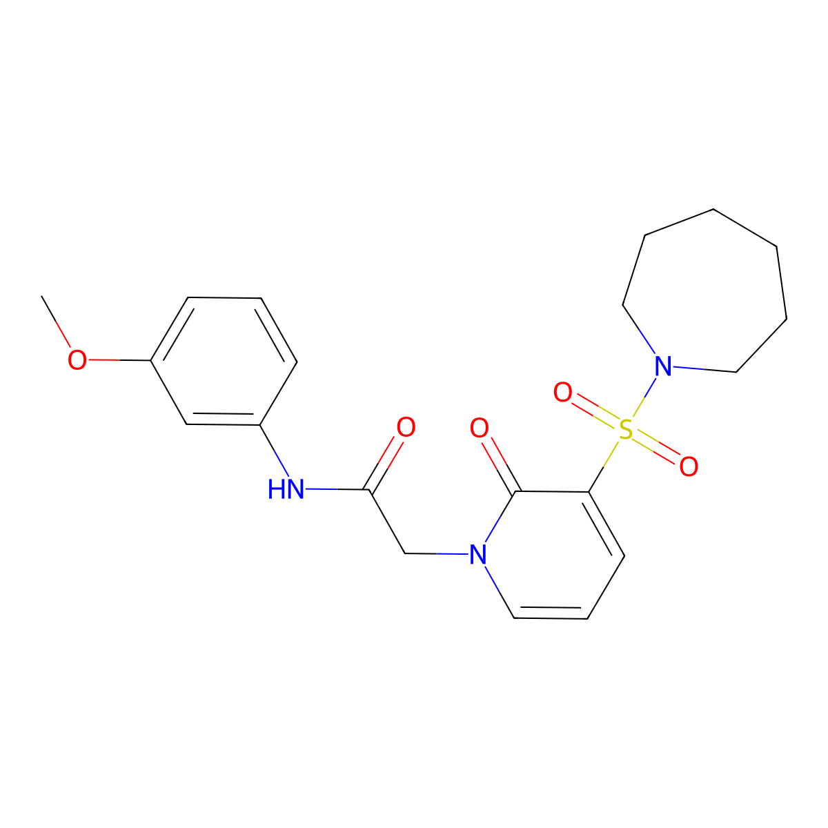 2-(3-(azepan-1-ylsulfonyl)-2-oxopyridin-1(2H)-yl)-N-(3-methoxyphenyl)acetamide molecular structure, CAS 1251609-41-2
