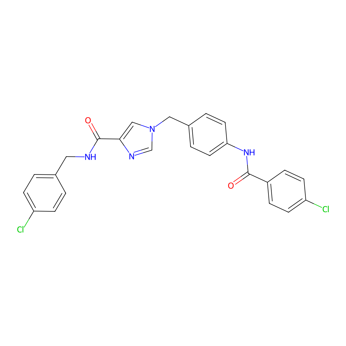 1-{[4-(4-chlorobenzamido)phenyl]methyl}-N-[(4-chlorophenyl)methyl]-1H-imidazole-4-carboxamide molecular structure, CAS 1251609-43-4