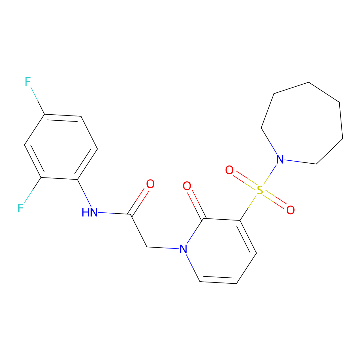 2-(3-(azepan-1-ylsulfonyl)-2-oxopyridin-1(2H)-yl)-N-(2,4-difluorophenyl)acetamide molecular structure, CAS 1251609-44-5