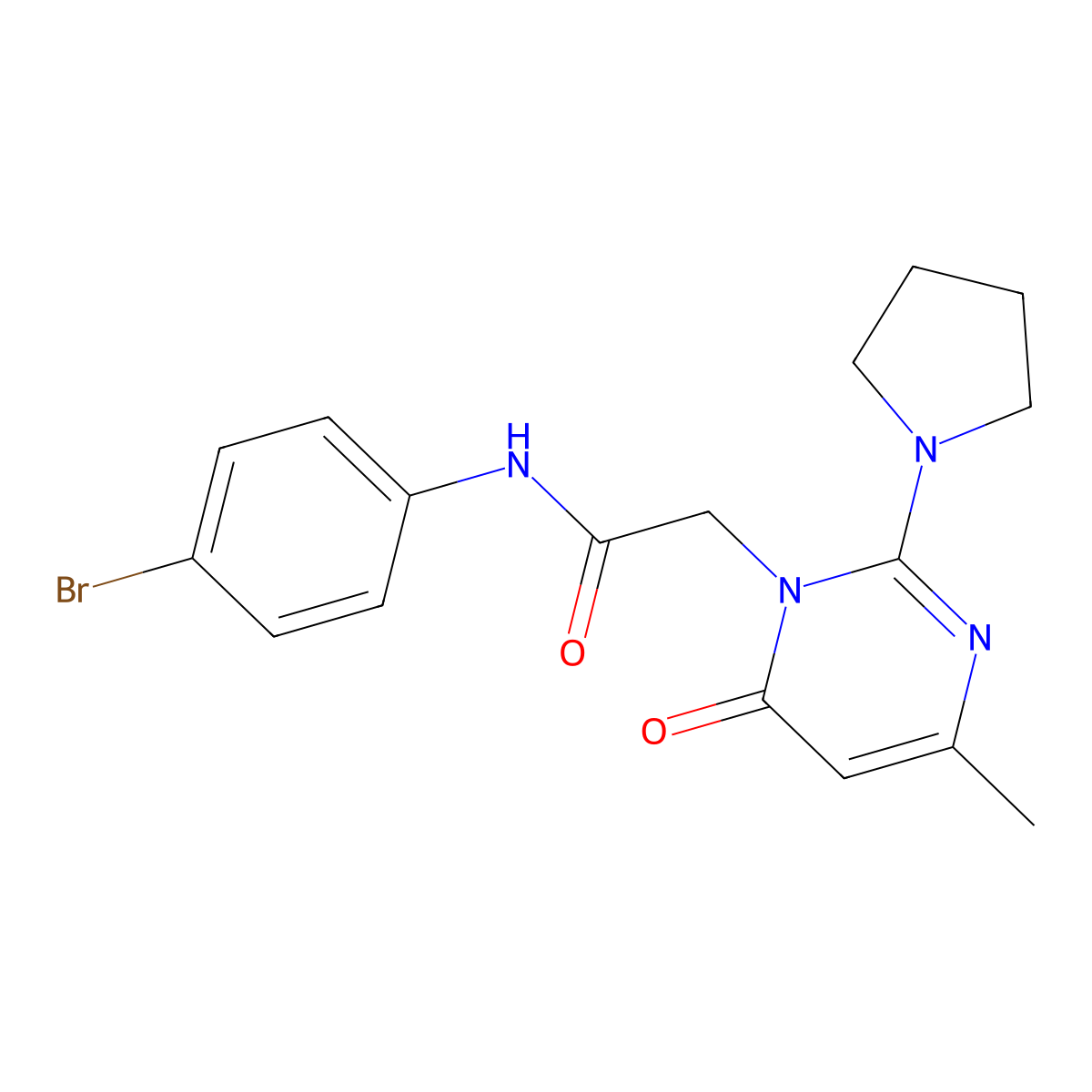 N-(4-bromophenyl)-2-(4-methyl-6-oxo-2-pyrrolidin-1-ylpyrimidin-1(6H)-yl)acetamide molecular structure, CAS 1251609-47-8