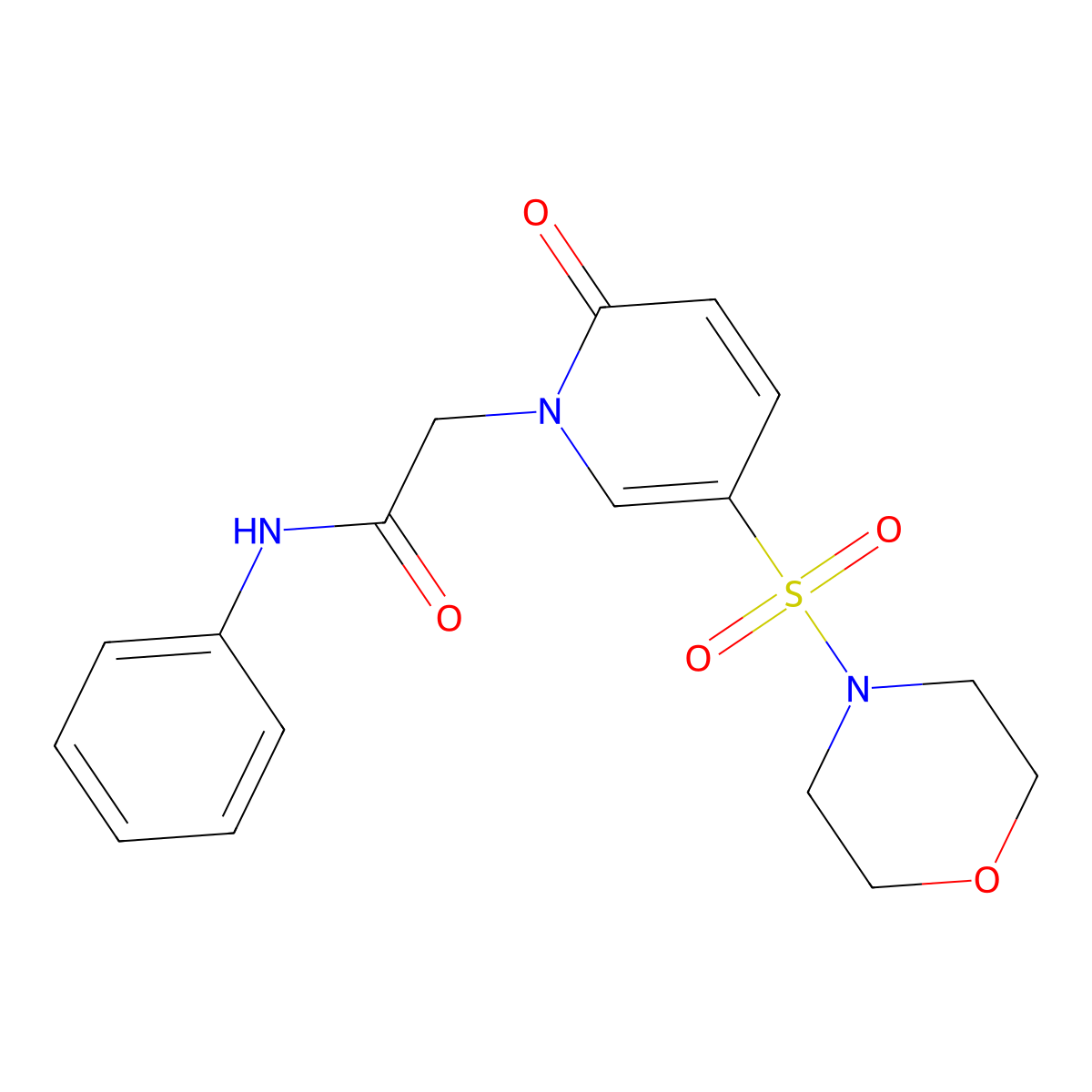 2-(5-(morpholinosulfonyl)-2-oxopyridin-1(2H)-yl)-N-phenylacetamide molecular structure, CAS 1251609-48-9