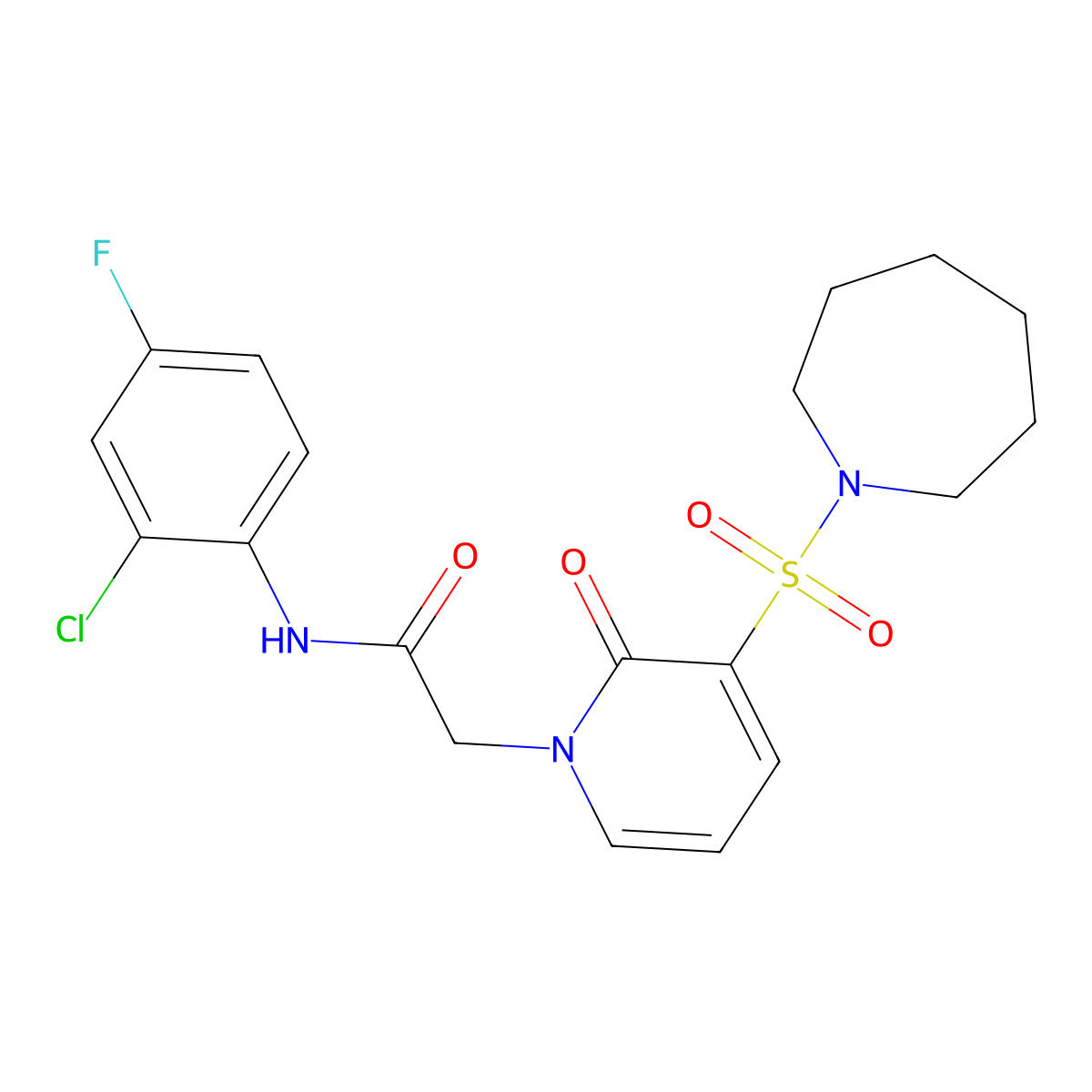 2-(3-(azepan-1-ylsulfonyl)-2-oxopyridin-1(2H)-yl)-N-(2-chloro-4-fluorophenyl)acetamide molecular structure, CAS 1251609-52-5