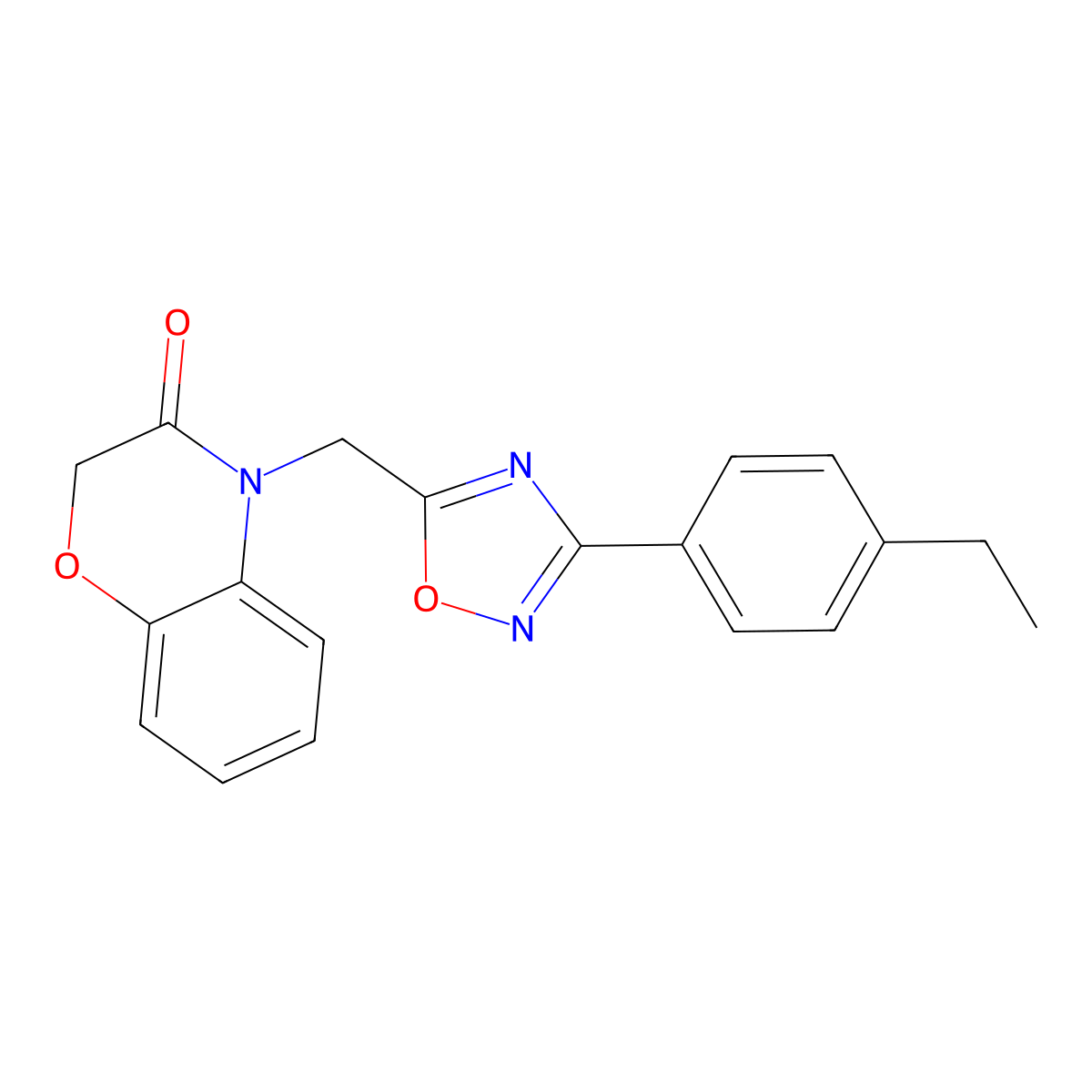 4-{[3-(4-ethylphenyl)-1,2,4-oxadiazol-5-yl]methyl}-3,4-dihydro-2H-1,4-benzoxazin-3-one molecular structure, CAS 1251609-57-0