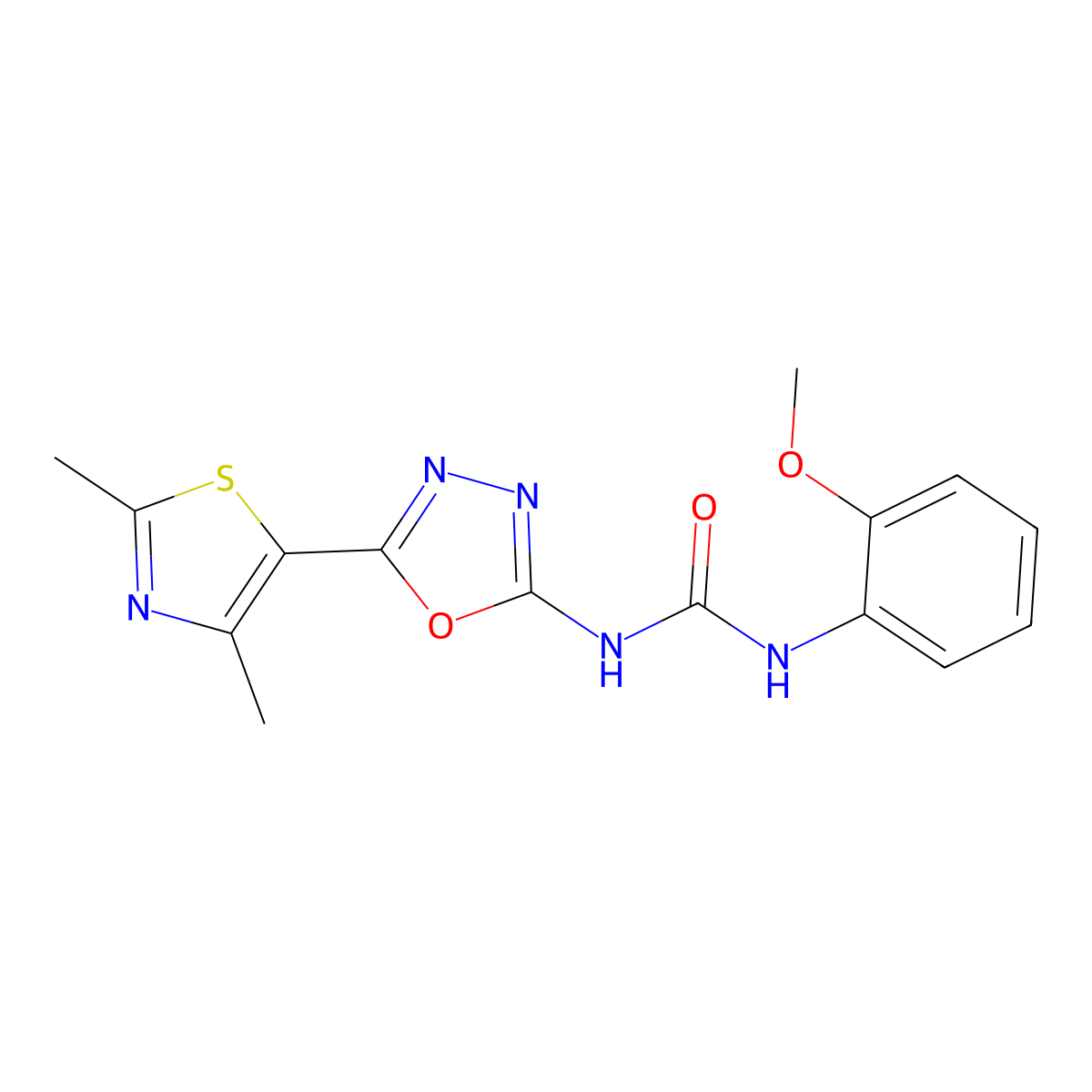 1-(5-(2,4-Dimethylthiazol-5-yl)-1,3,4-oxadiazol-2-yl)-3-(2-methoxyphenyl)urea molecular structure, CAS 1251609-58-1