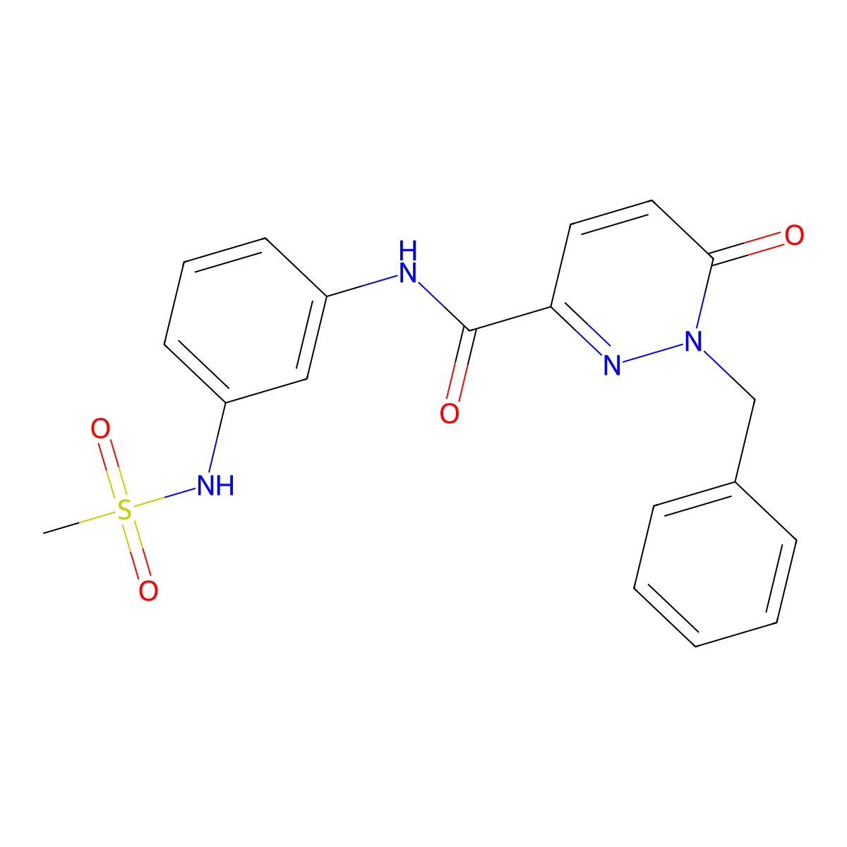 1-benzyl-N-(3-methanesulfonamidophenyl)-6-oxo-1,6-dihydropyridazine-3-carboxamide molecular structure, CAS 1251609-59-2